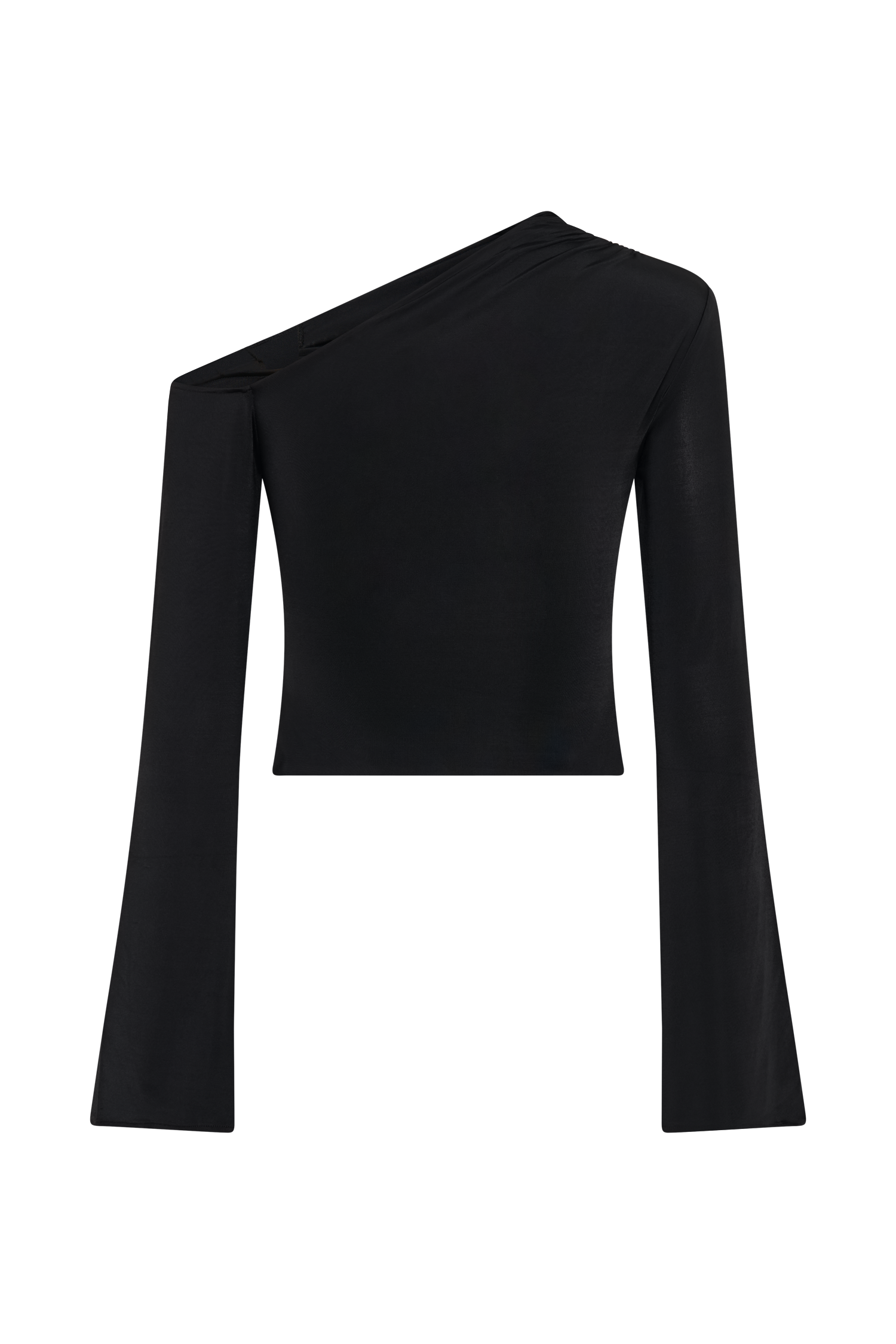 Ainsley Asymmetrical Long Sleeve Top With Floral Hardware - Black #8