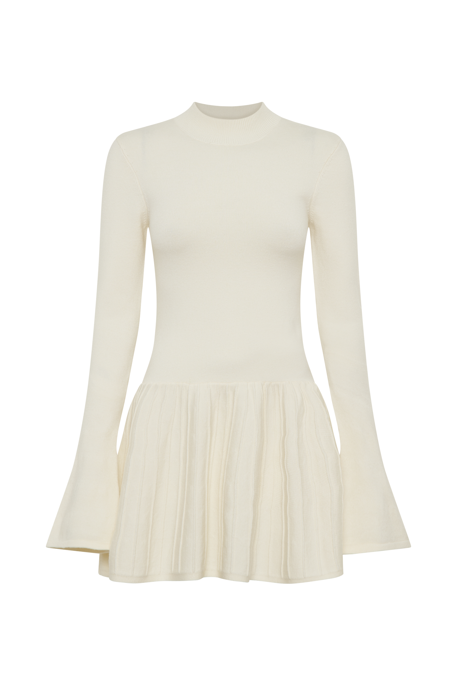 Blair Knit Mini Dress With Pleats - Ivory #10
