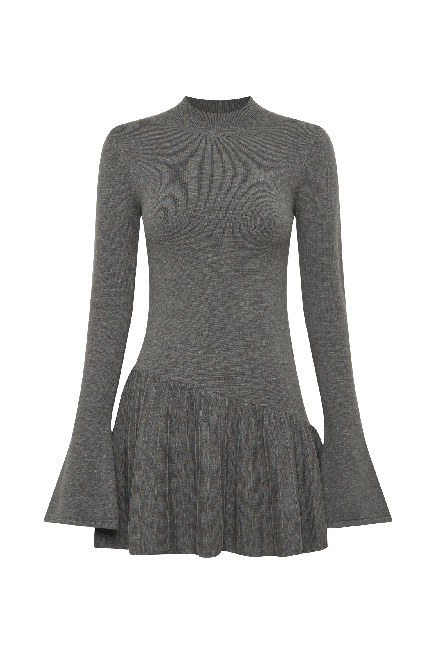 Blair Knit Mini Dress With Pleats - Charcoal #10