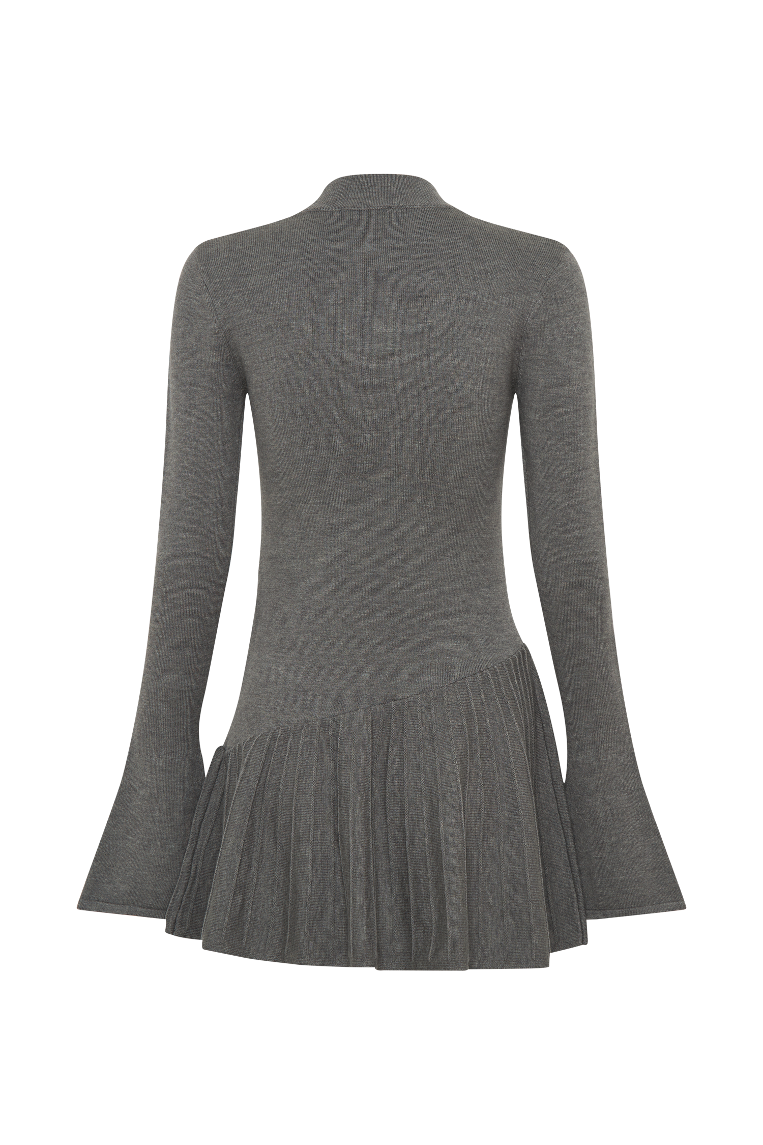 Blair Knit Mini Dress With Pleats - Charcoal #9