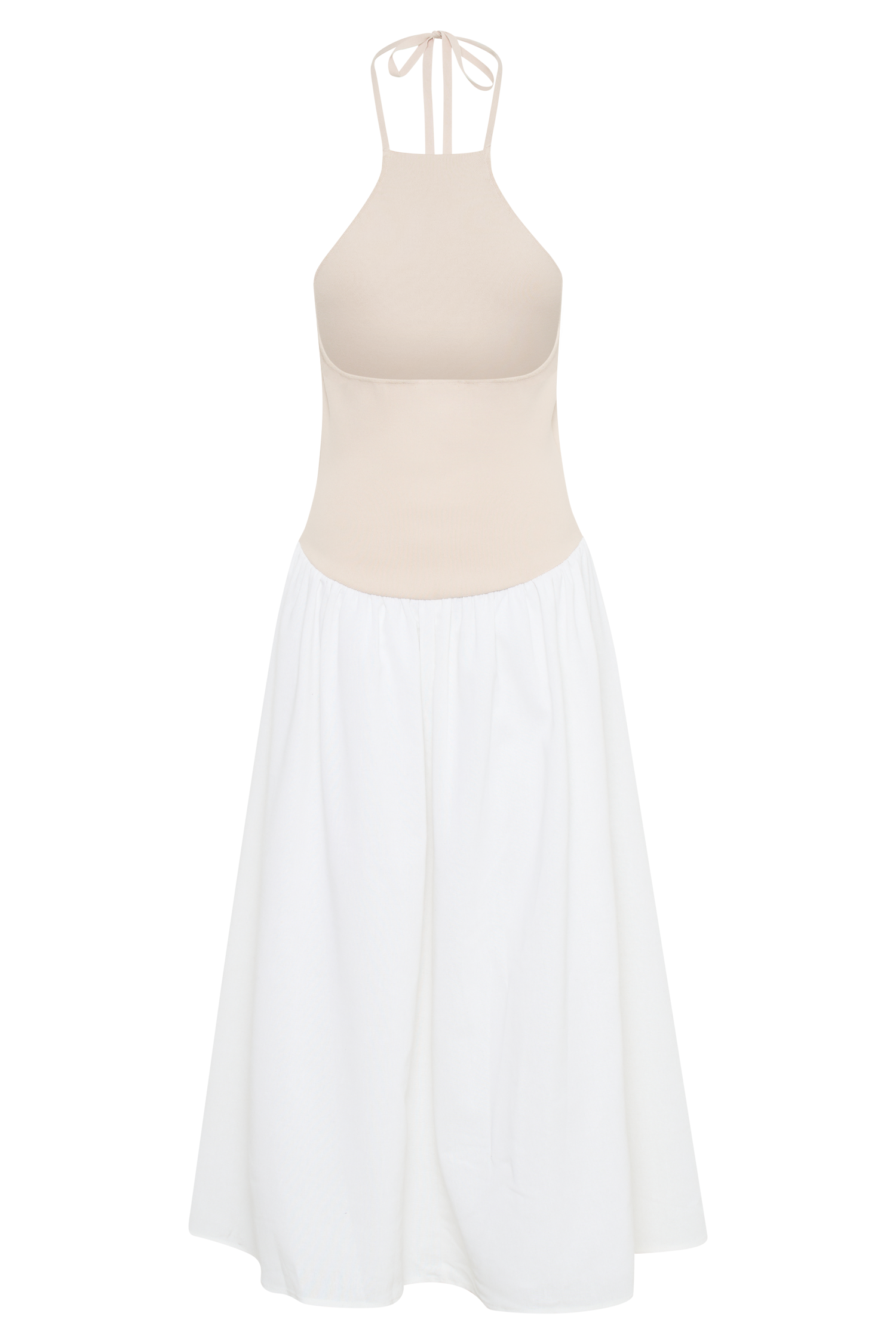 Katie Knit And Linen Midi Dress - Natural/White #8