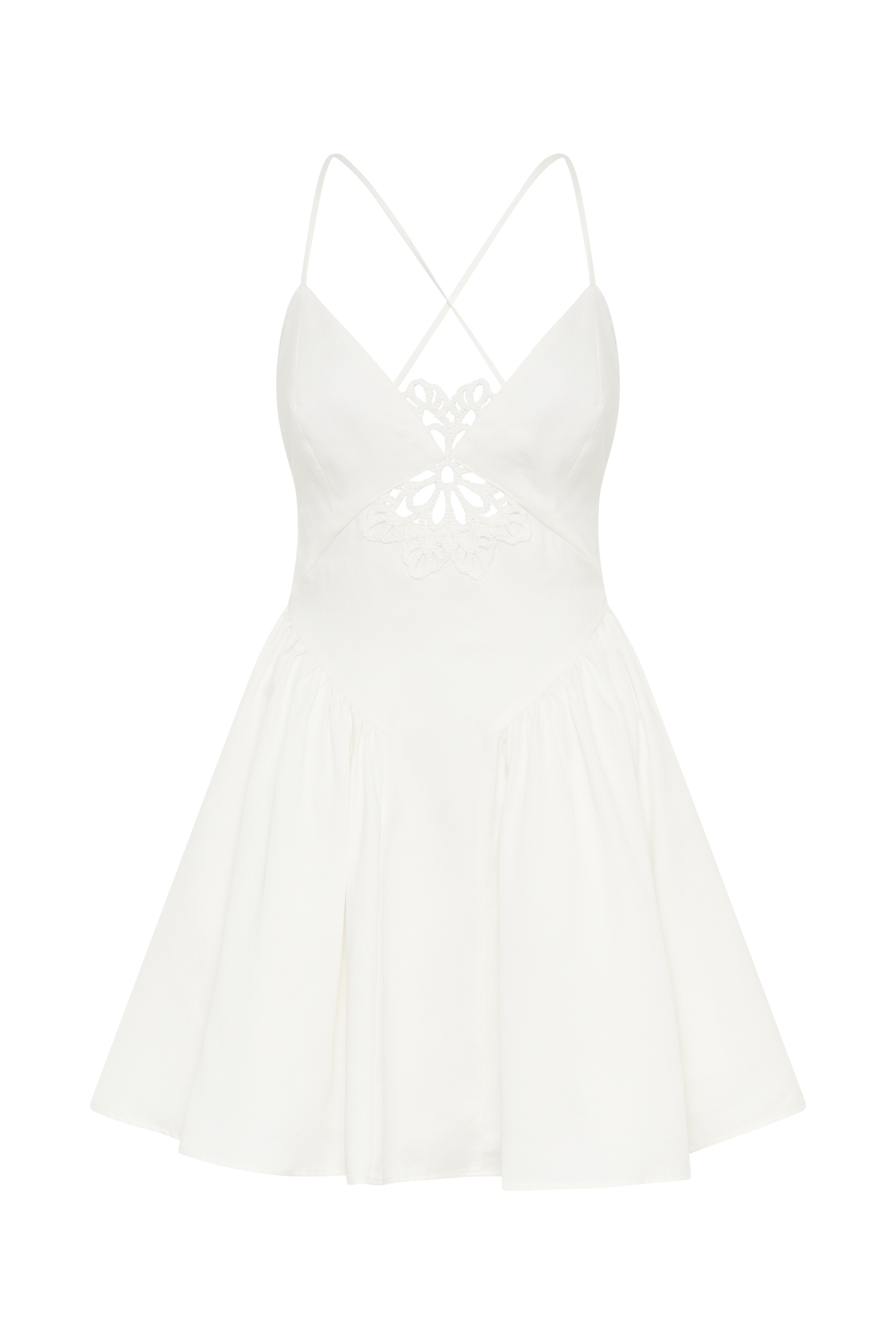 Muriel Cotton Mini Dress With Crochet - White #9