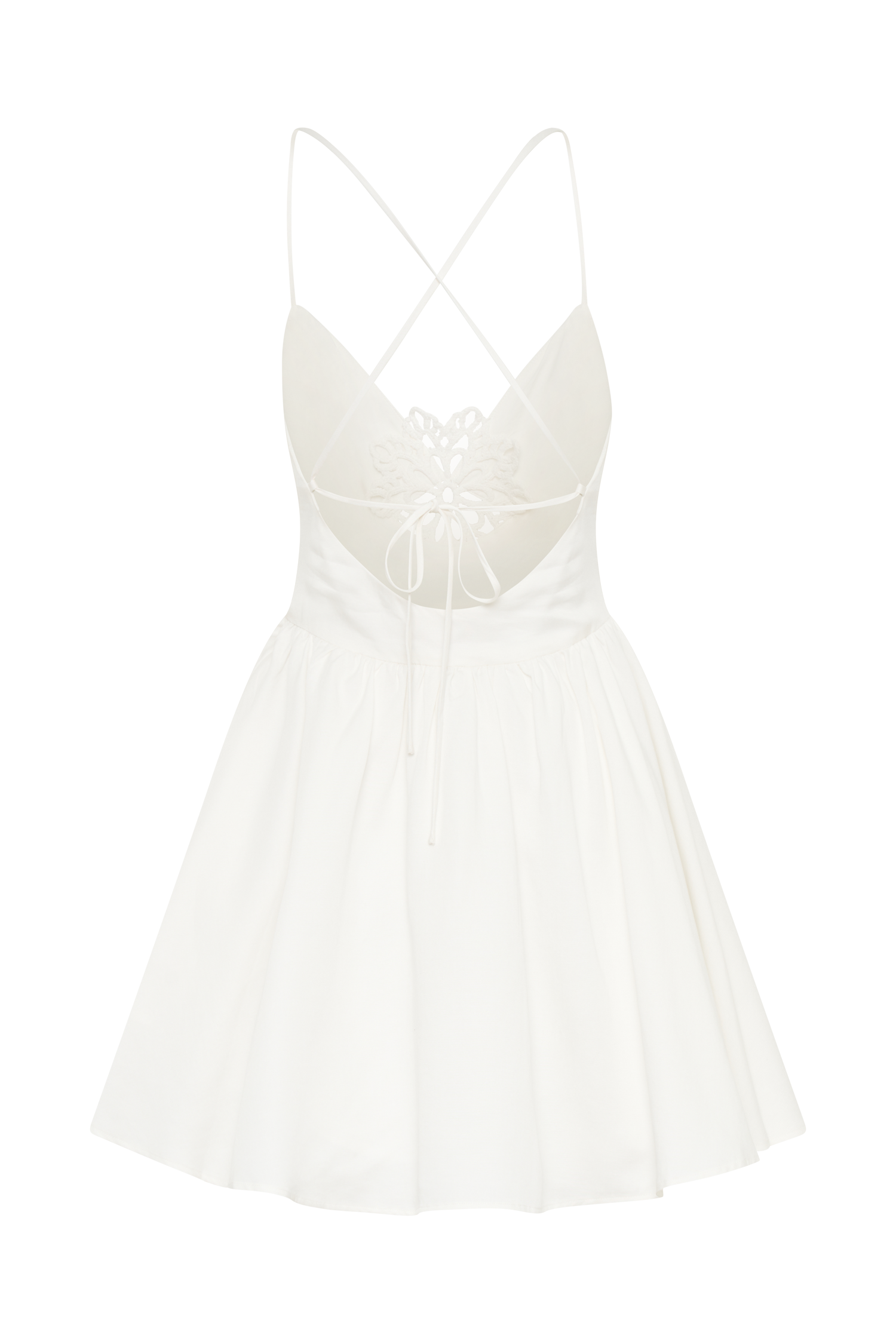 Muriel Cotton Mini Dress With Crochet - White #8