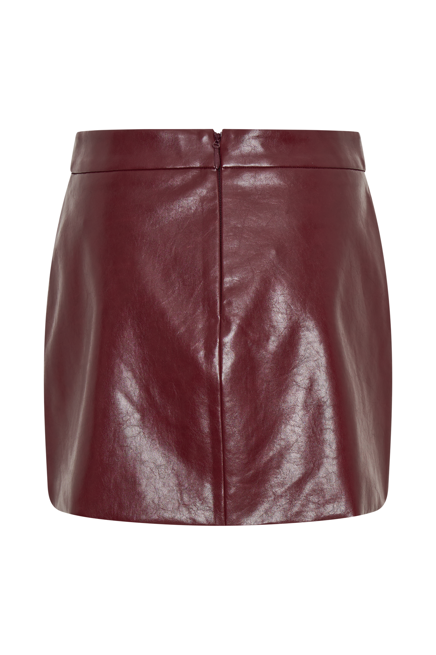 Coralia Faux Leather Bubble Mini Skirt - Cherry Red #12