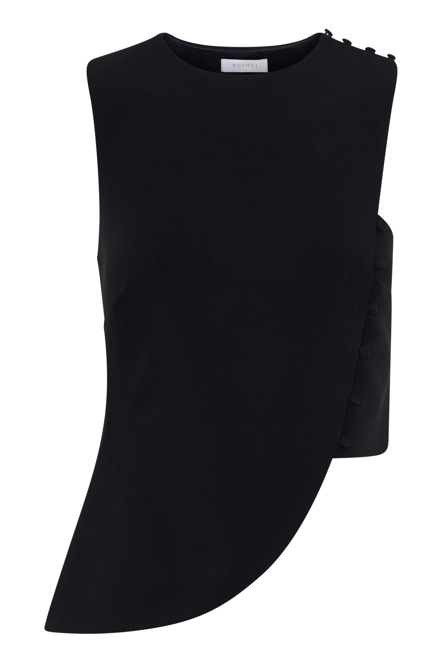 Astrid Asymmetric Sleeveless Suiting Top - Black #10