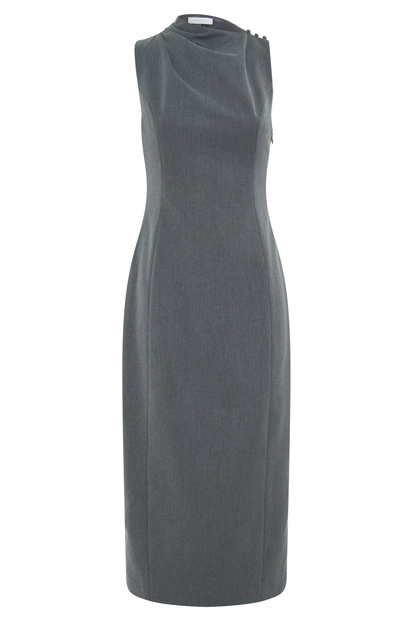 Taylor Draped Crepe Midi Dress - Charcoal Marle
