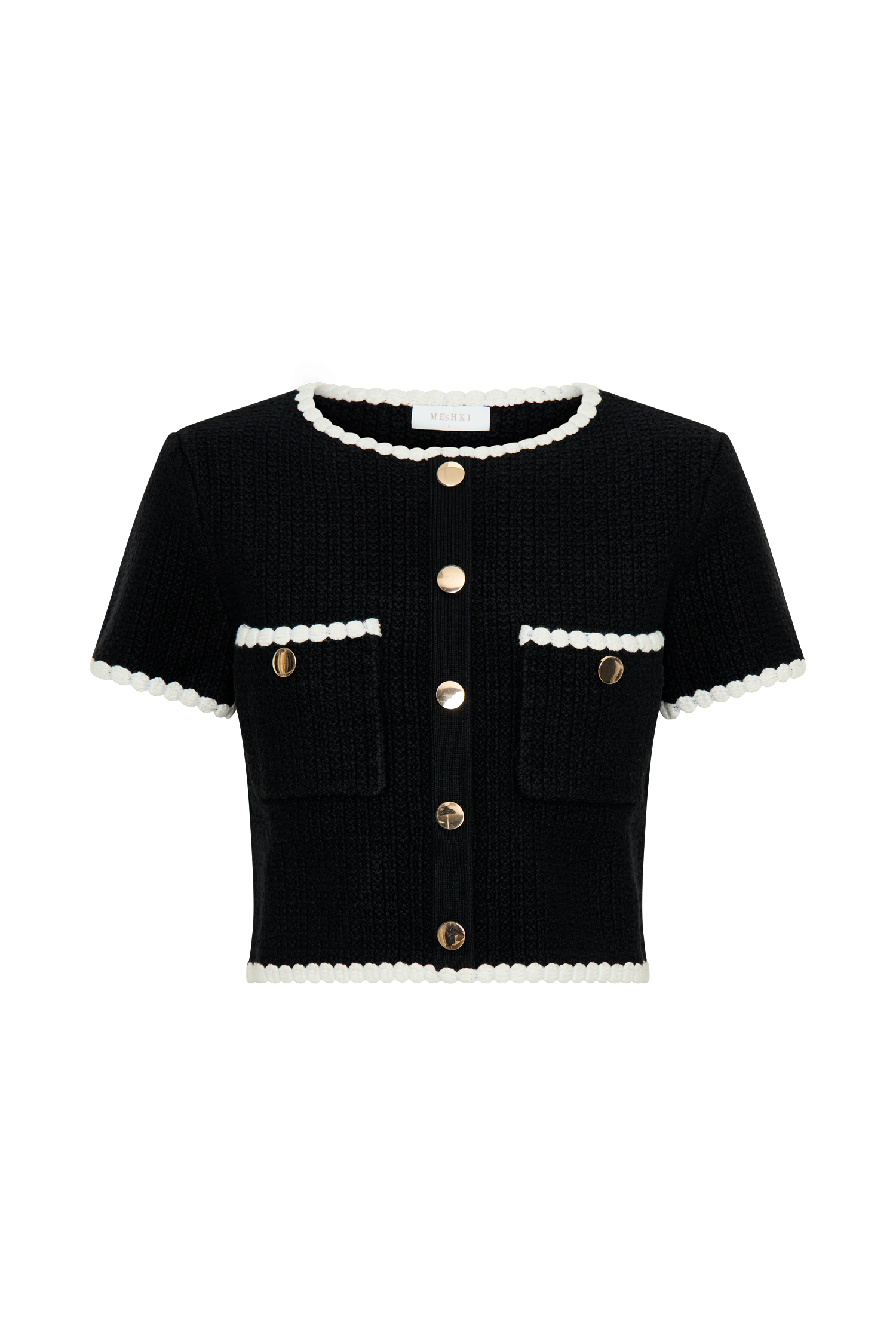 Saffron Contrast Knit Top - Black/White #9