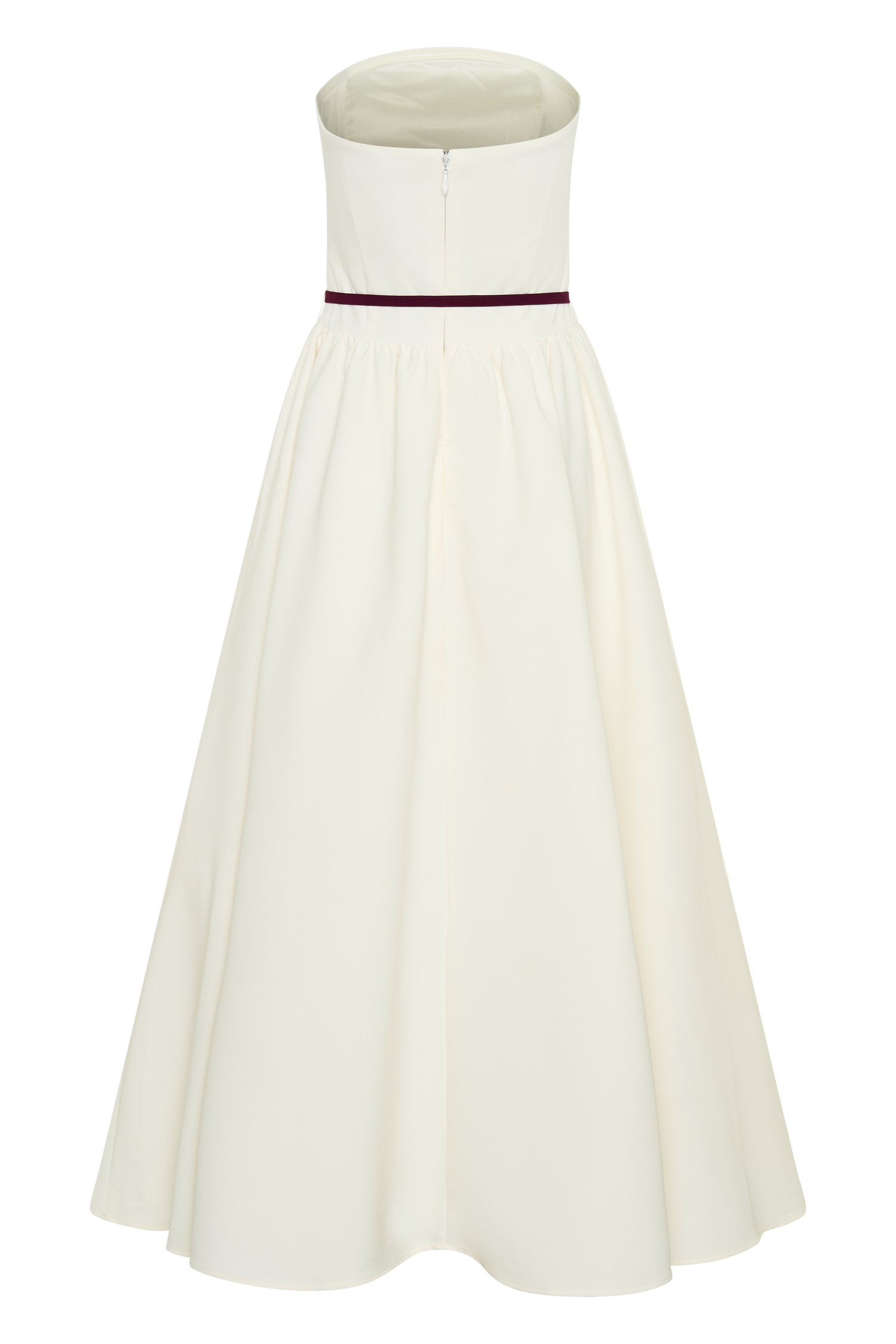 Penny Strapless Contrast Midi Dress - Ivory & Burgundy #12