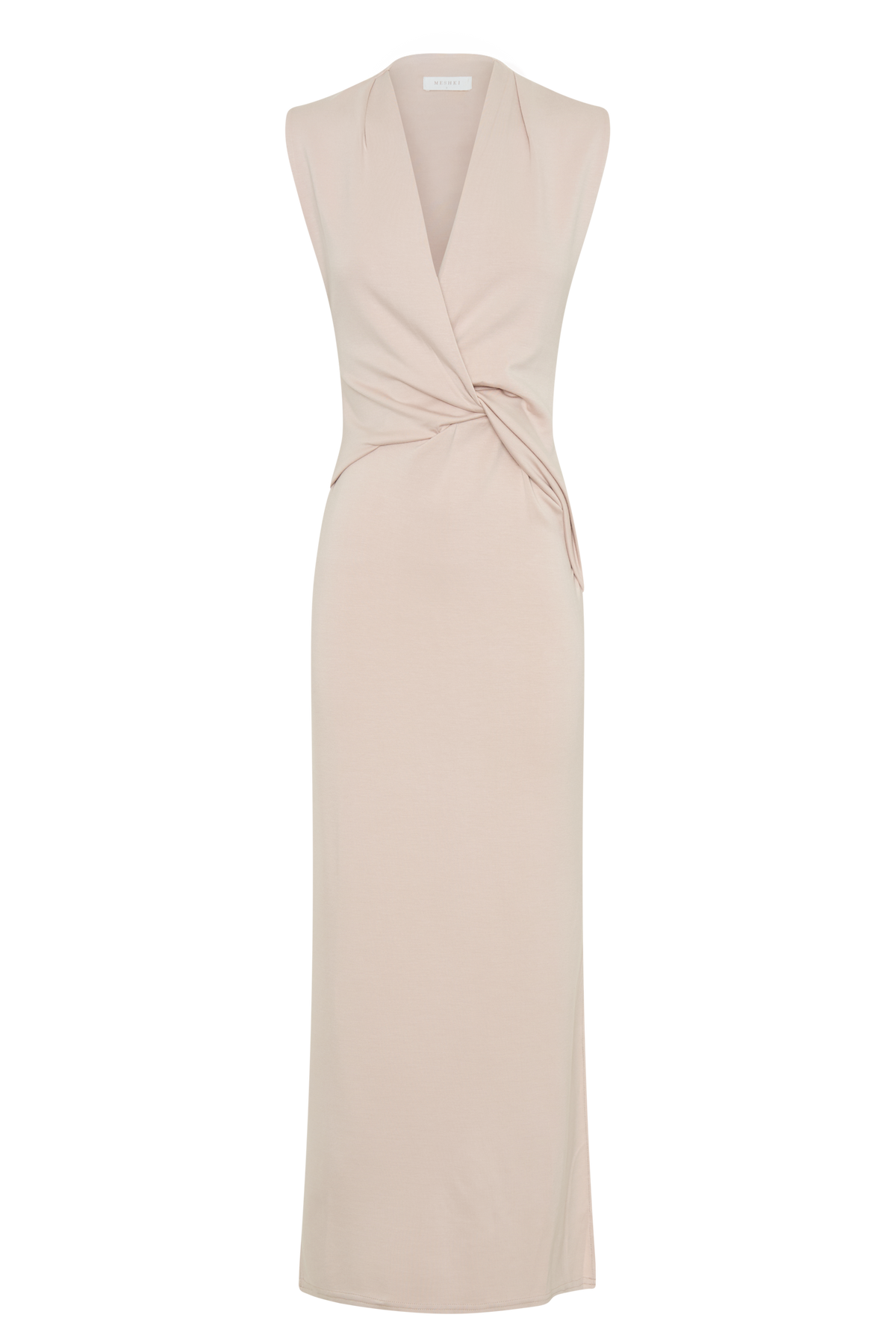 Lorelei Crepe Twist Midi Dress - Taupe
