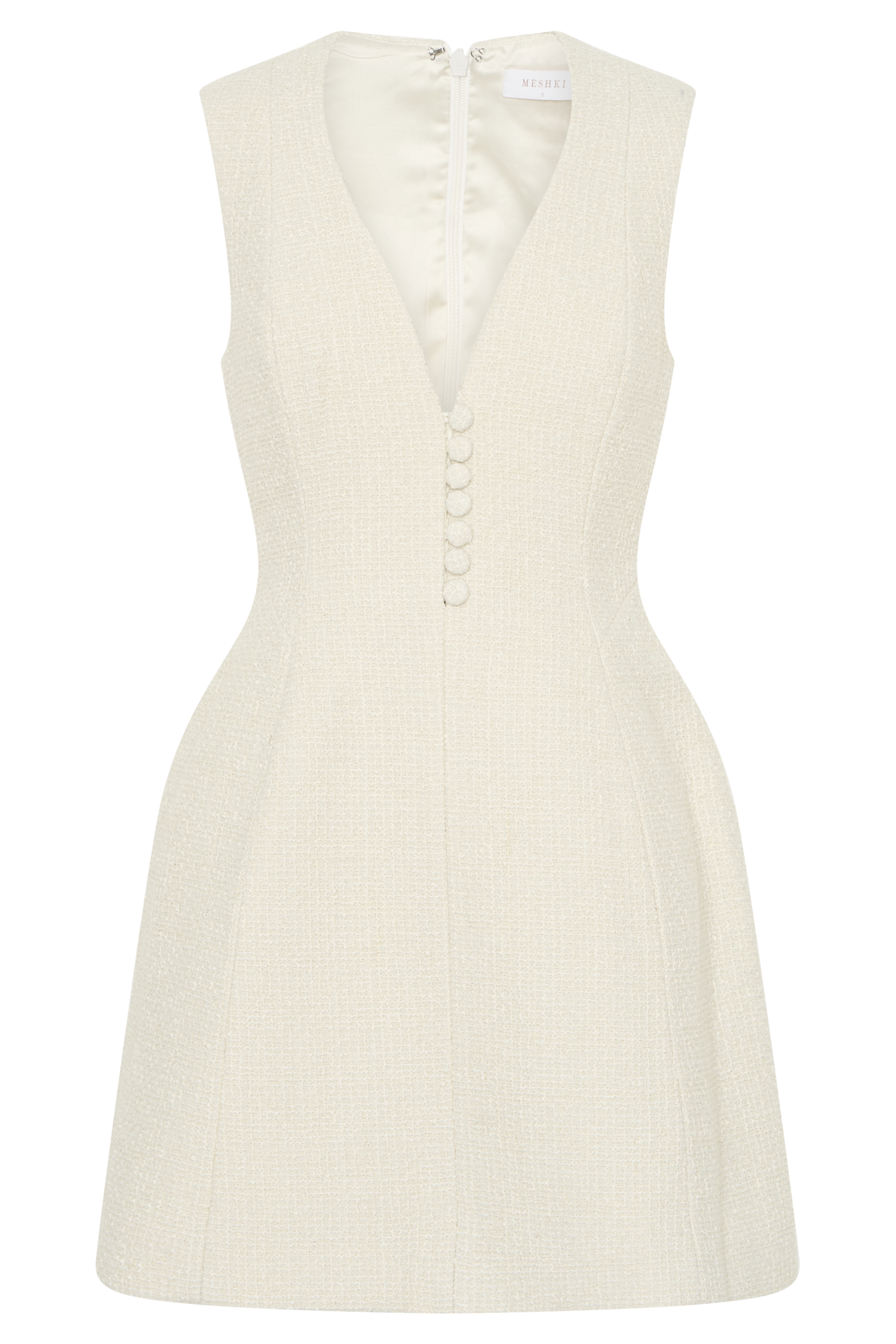 Danna Boucle Mini Dress With Pleats - White #9