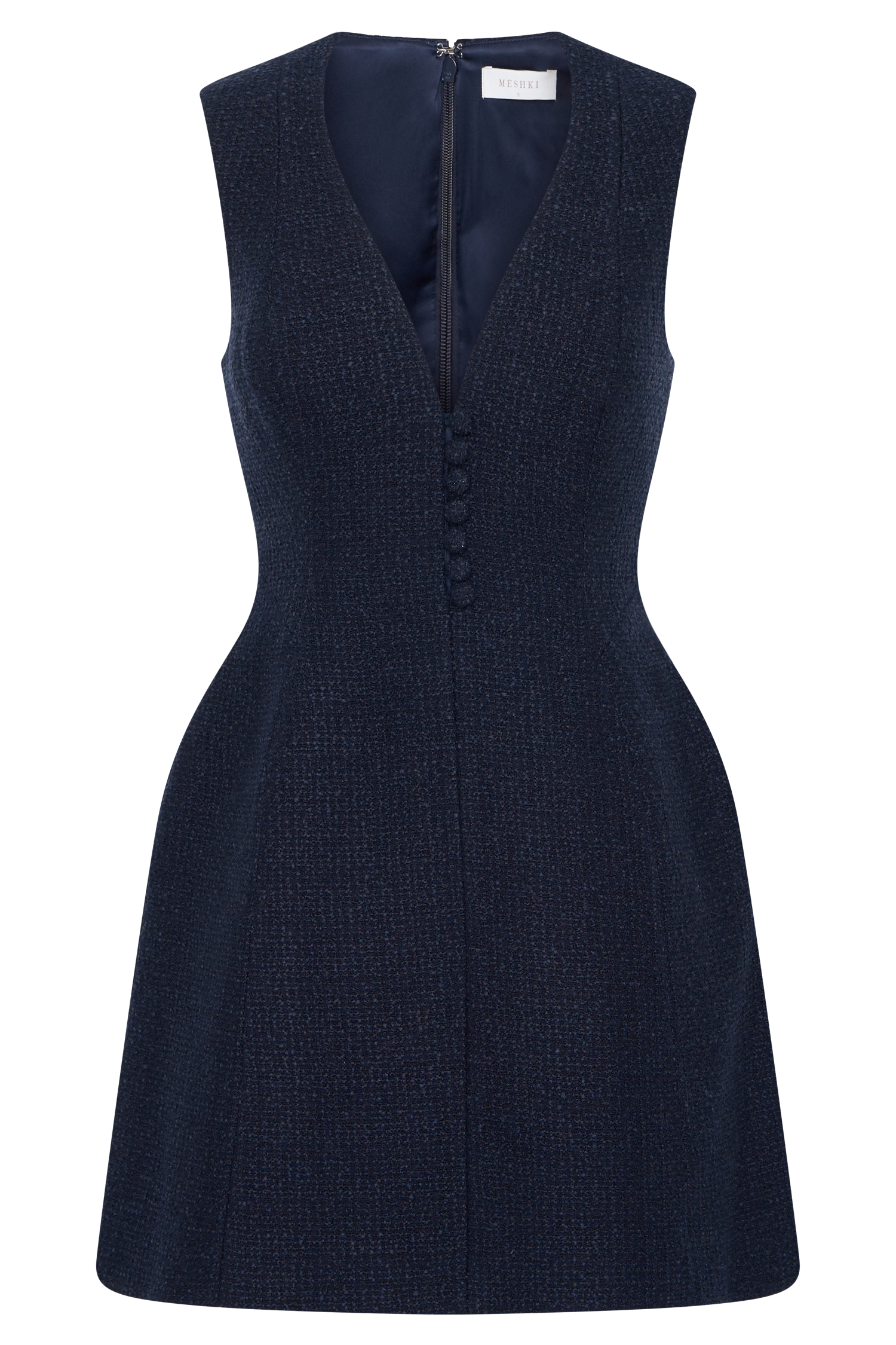 Danna Boucle Mini Dress With Pleats - Midnight Blue #8