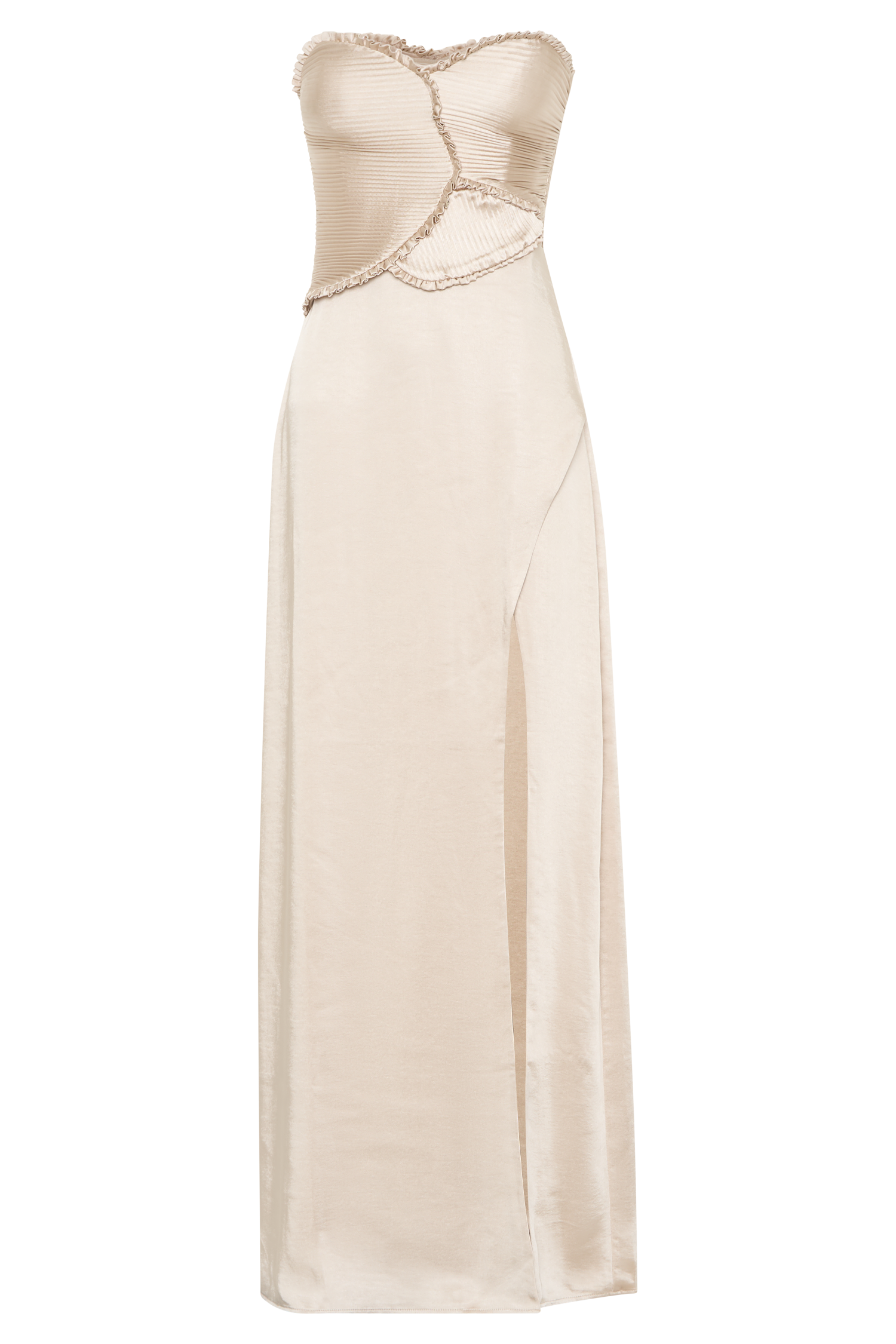 Larissa Satin Maxi Dress With Ruched Petals - Blush Gold #8