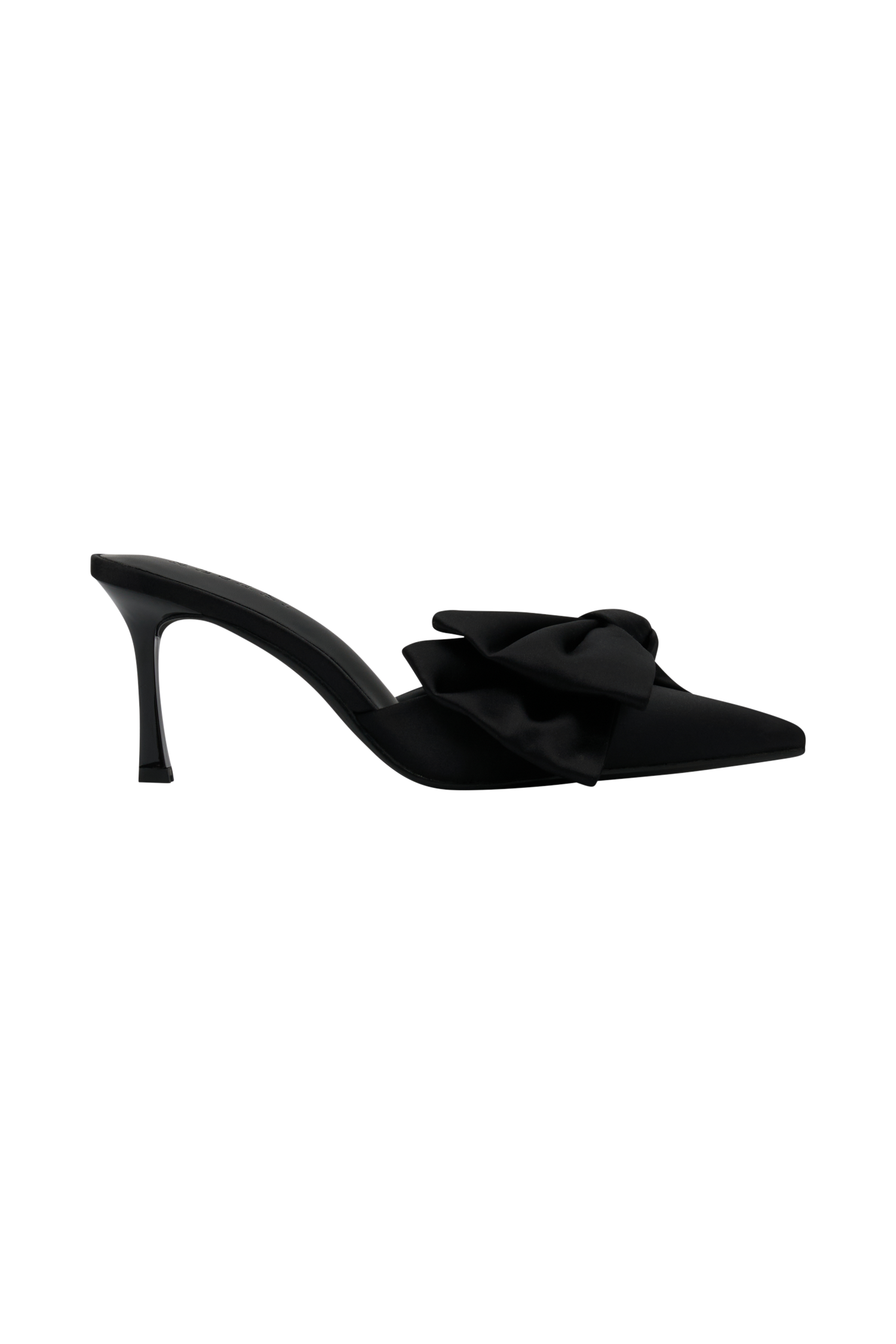 Elena Pointed Satin Bow Heel - Black #7