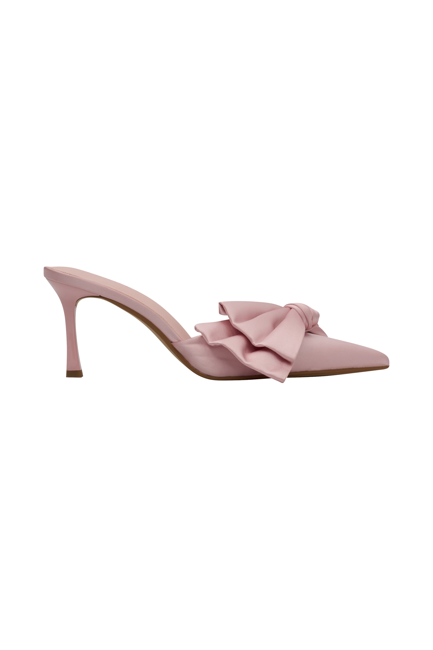 Elena Pointed Satin Bow Heel - Pastel Pink #7
