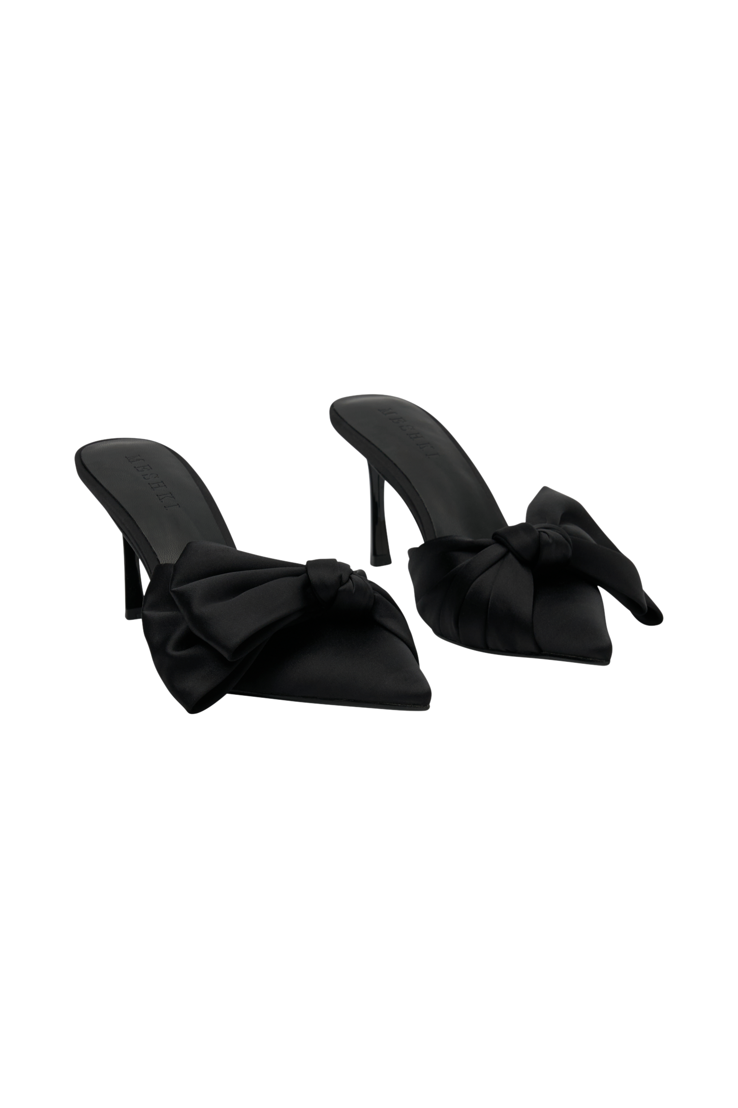Elena Pointed Satin Bow Heel - Black #8