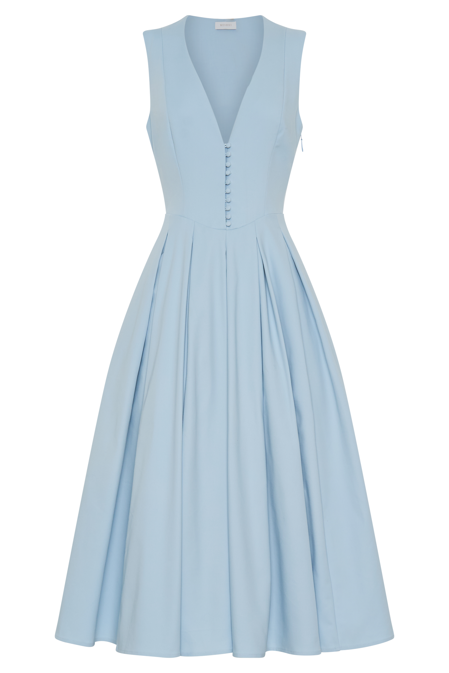 Keely Cotton Sleeveless Midi Dress - Sky Blue #8