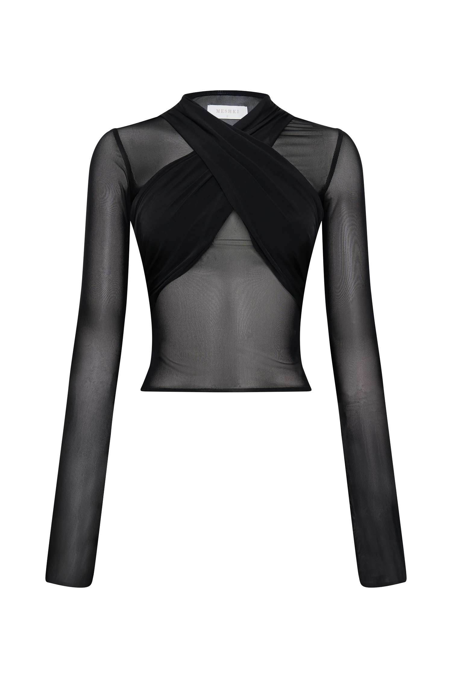 Tania Slinky And Mesh Long Sleeve Top - Black #8