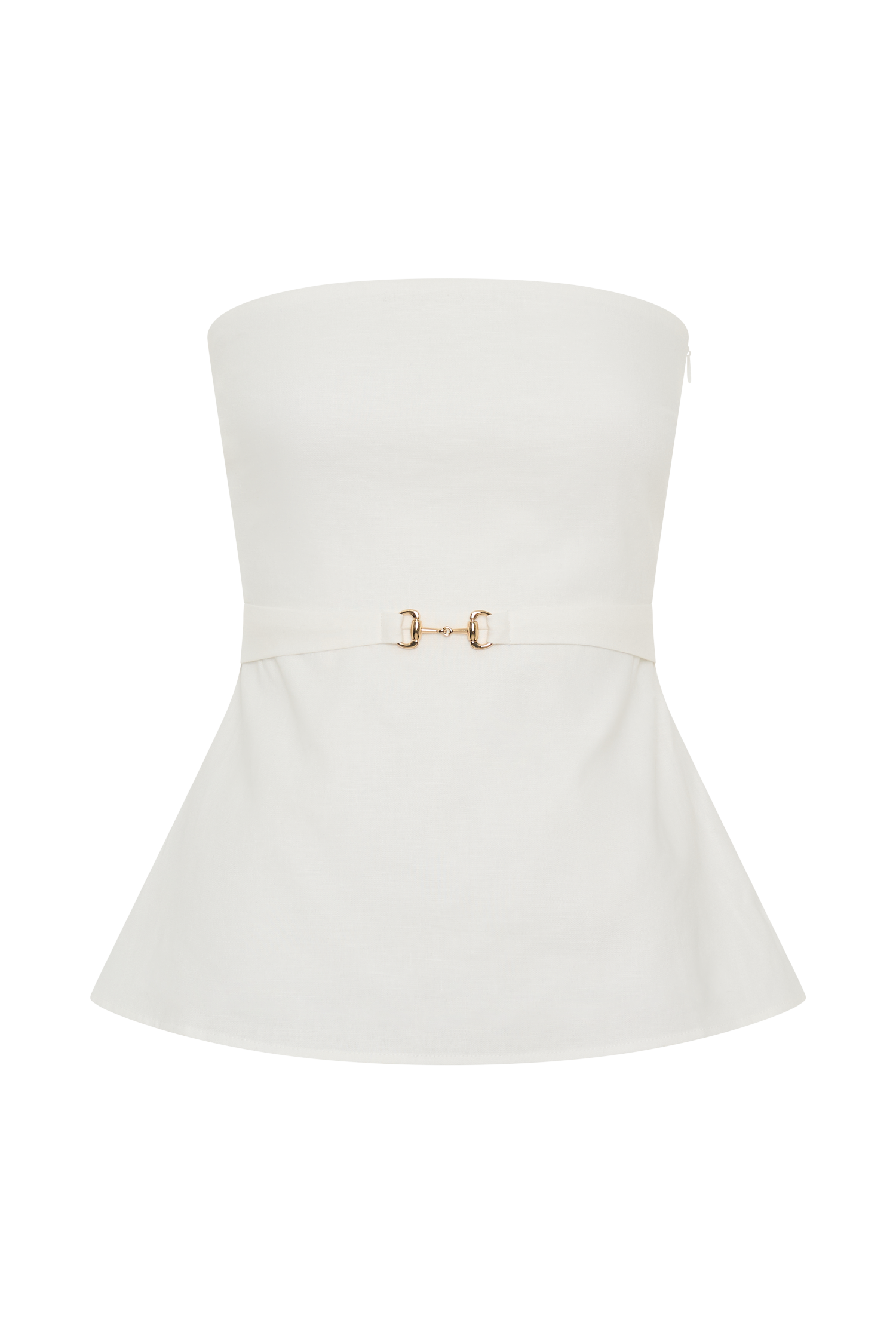 Dora Strapless Linen Top - Ivory #7