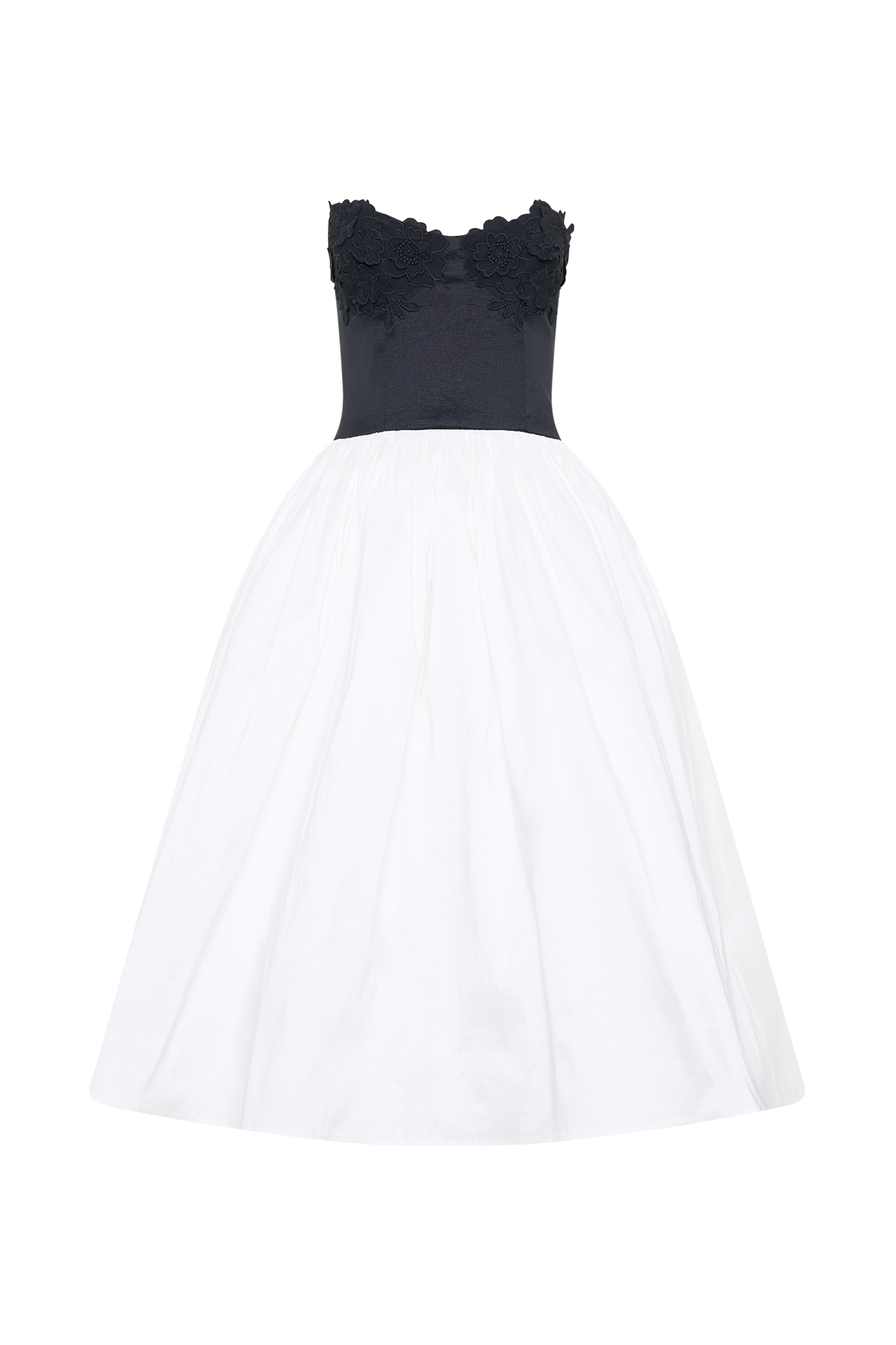 Elyssa Embroidered Contrast Midi Dress - Black/White #8