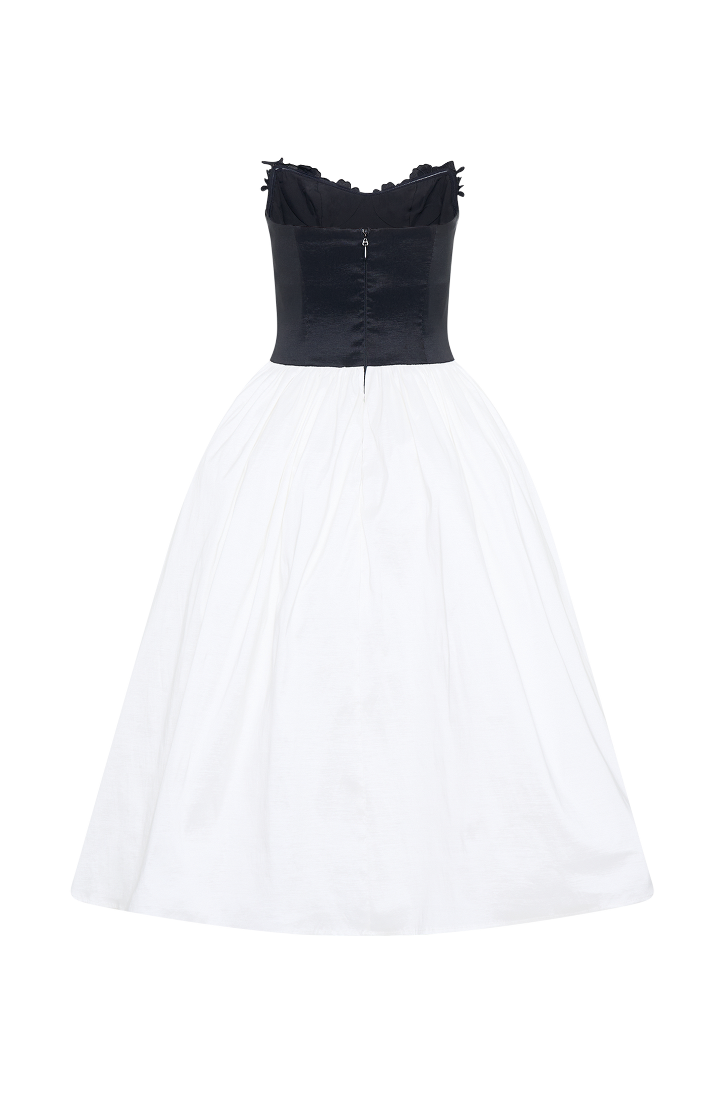 Elyssa Embroidered Contrast Midi Dress - Black/White