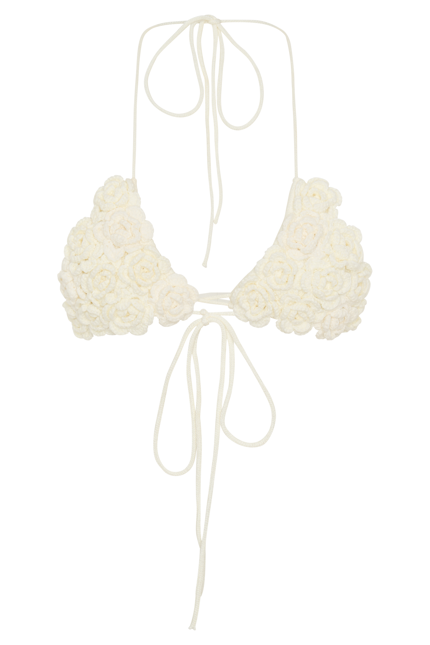 Aesha Floral Crochet Bikini Top - Ivory