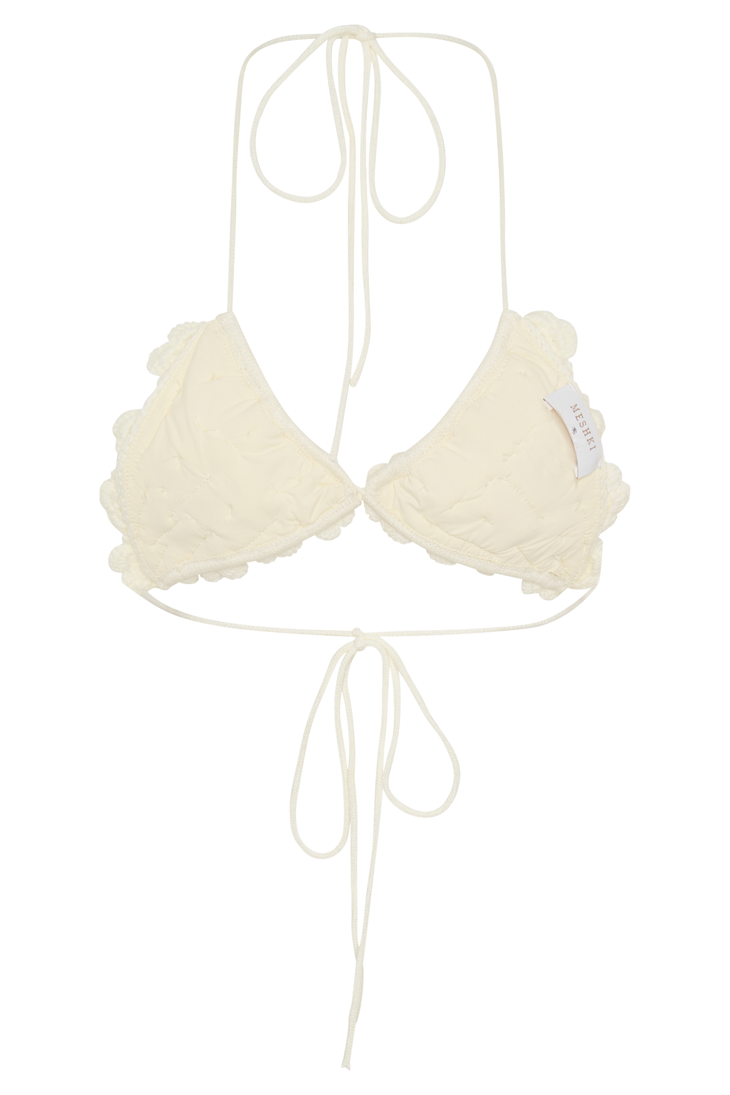 Aesha Floral Crochet Bikini Top - Ivory