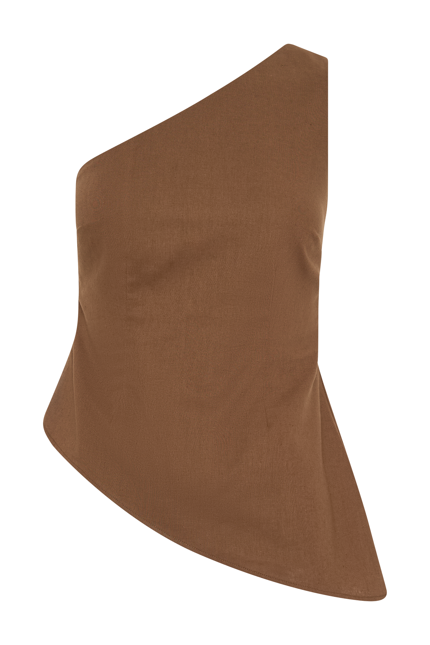 Dora Linen One Shoulder Top - Cacao Brown #7