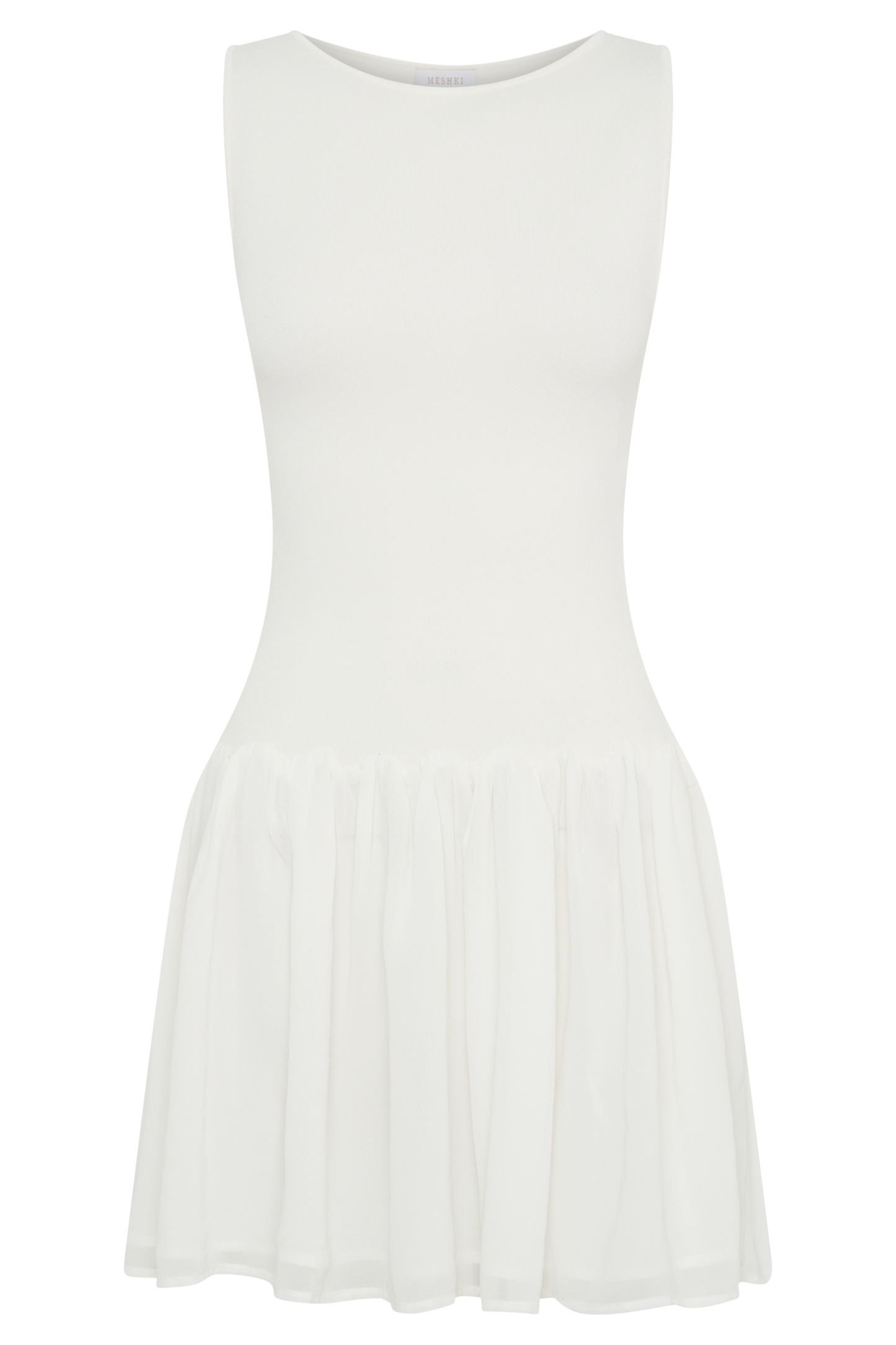 Ashleigh Knit And Chiffon Mini Dress - Ivory