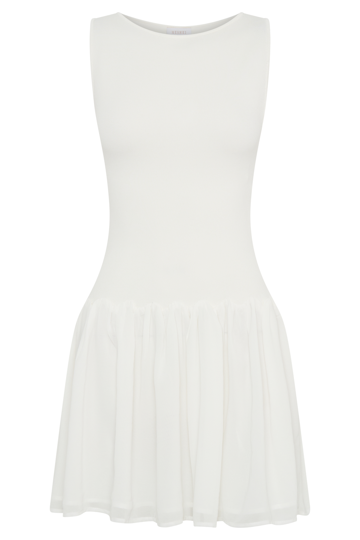 Ashleigh Knit And Chiffon Mini Dress - Ivory