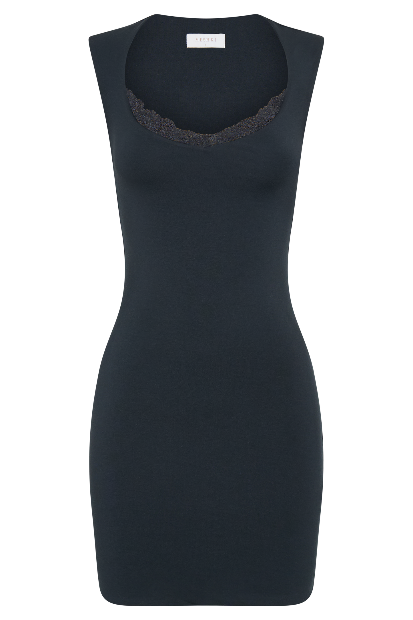 Tatianna Lace Trim Modal Mini Dress - Black