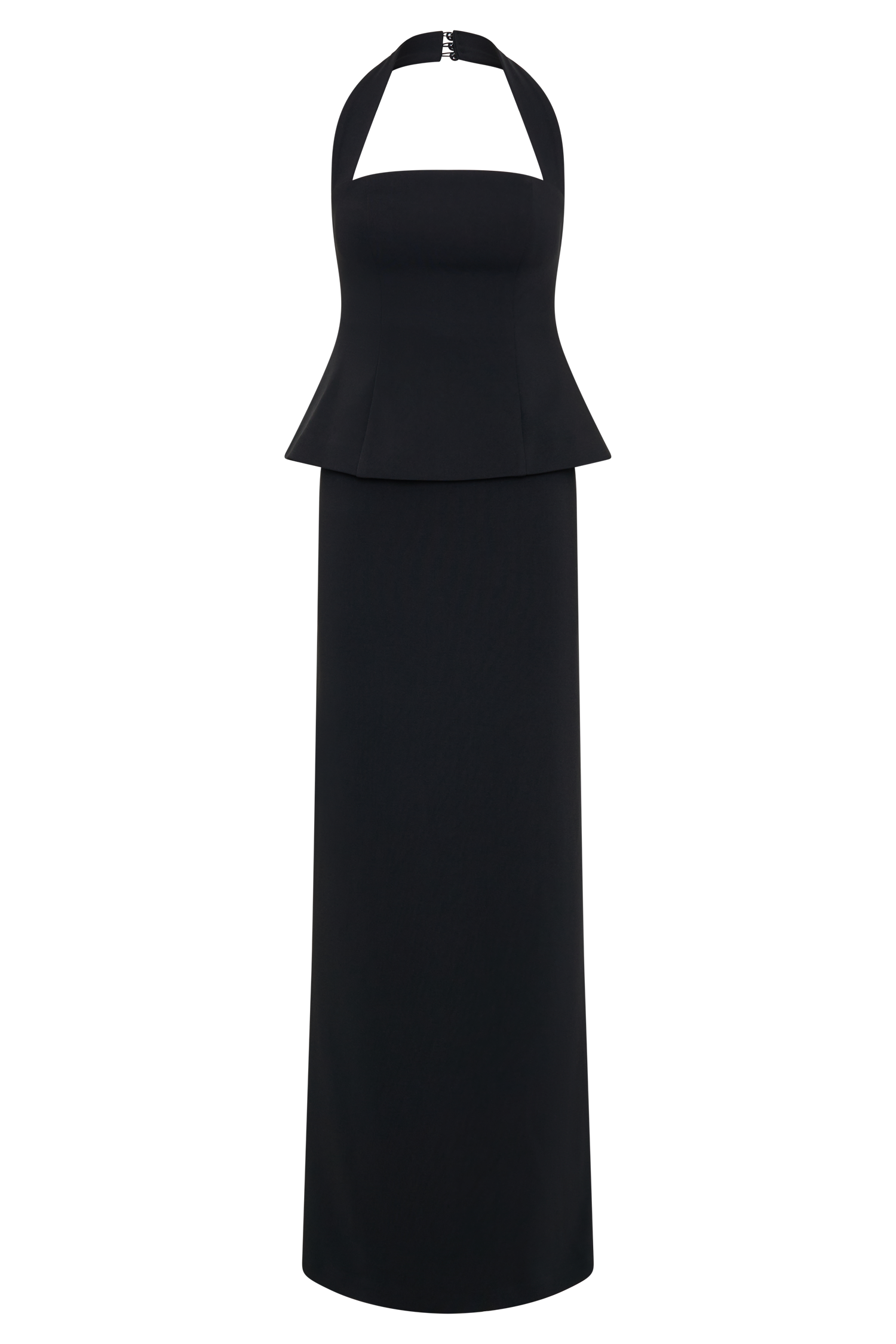 Bertie Peplum Halter Maxi Dress - Black #6