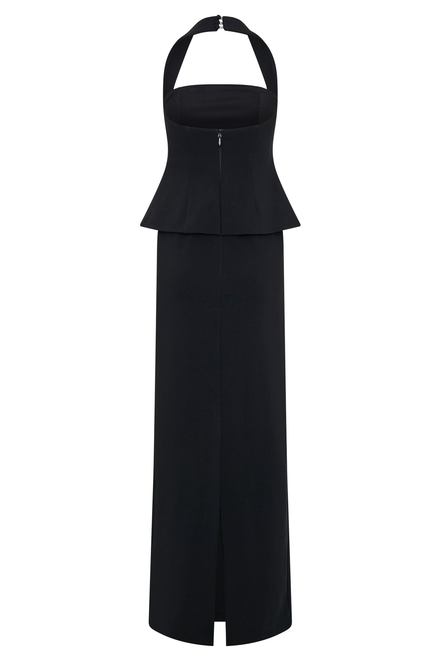 Bertie Peplum Halter Maxi Dress - Black #5