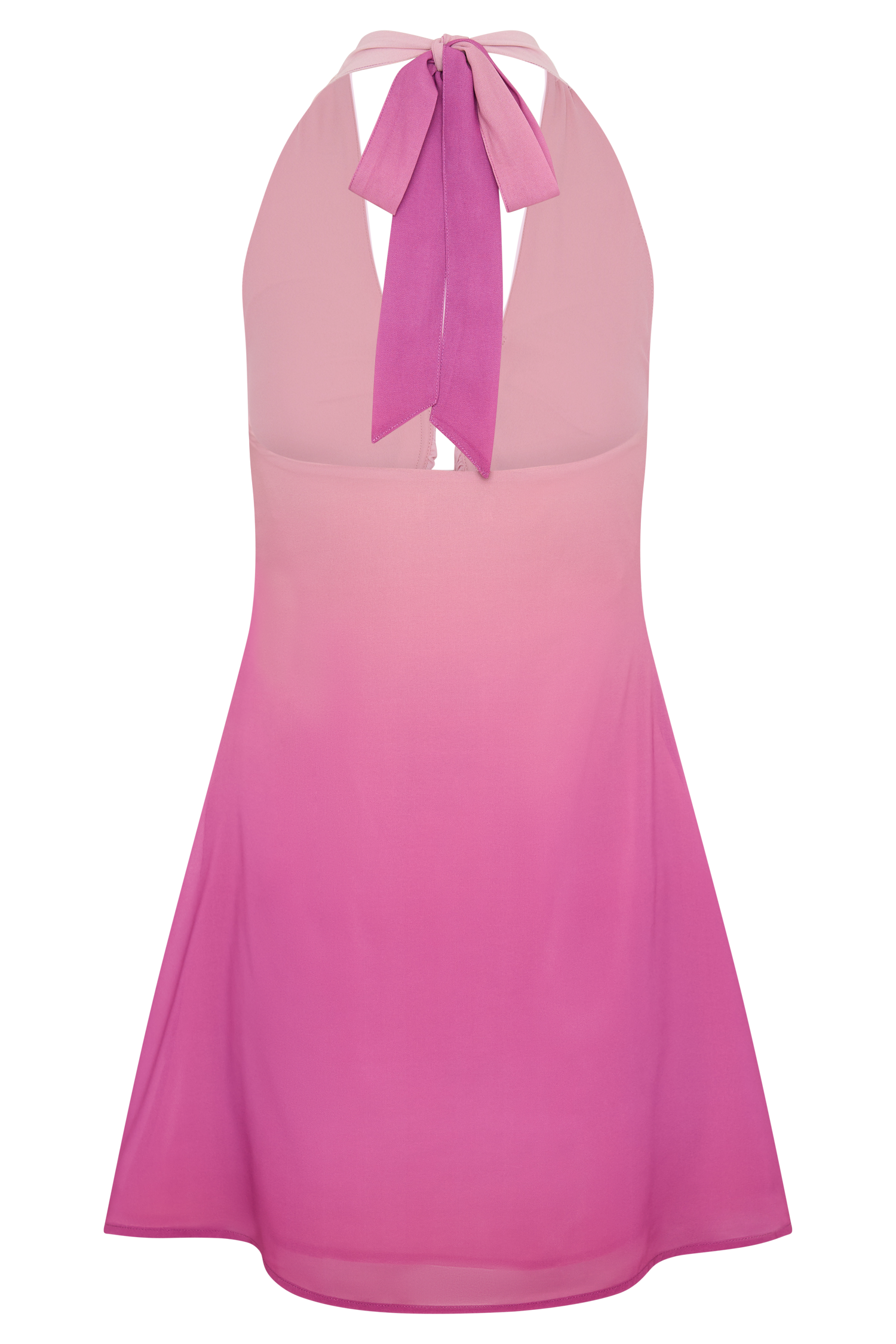 Malakhai Chiffon Halter Mini Dress - Ombre Pink #8