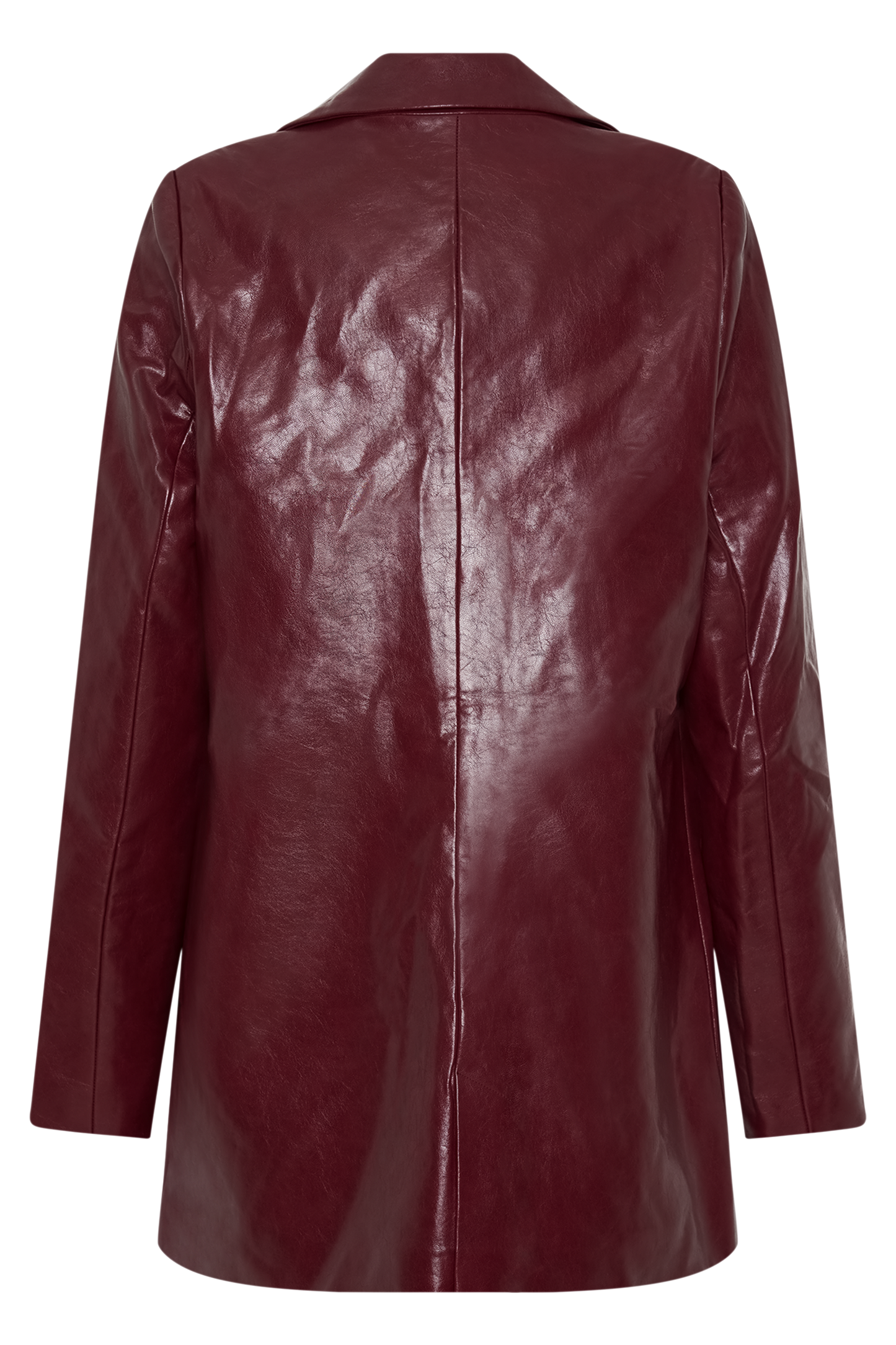 Deborah Faux Leather Coat - Cherry Red