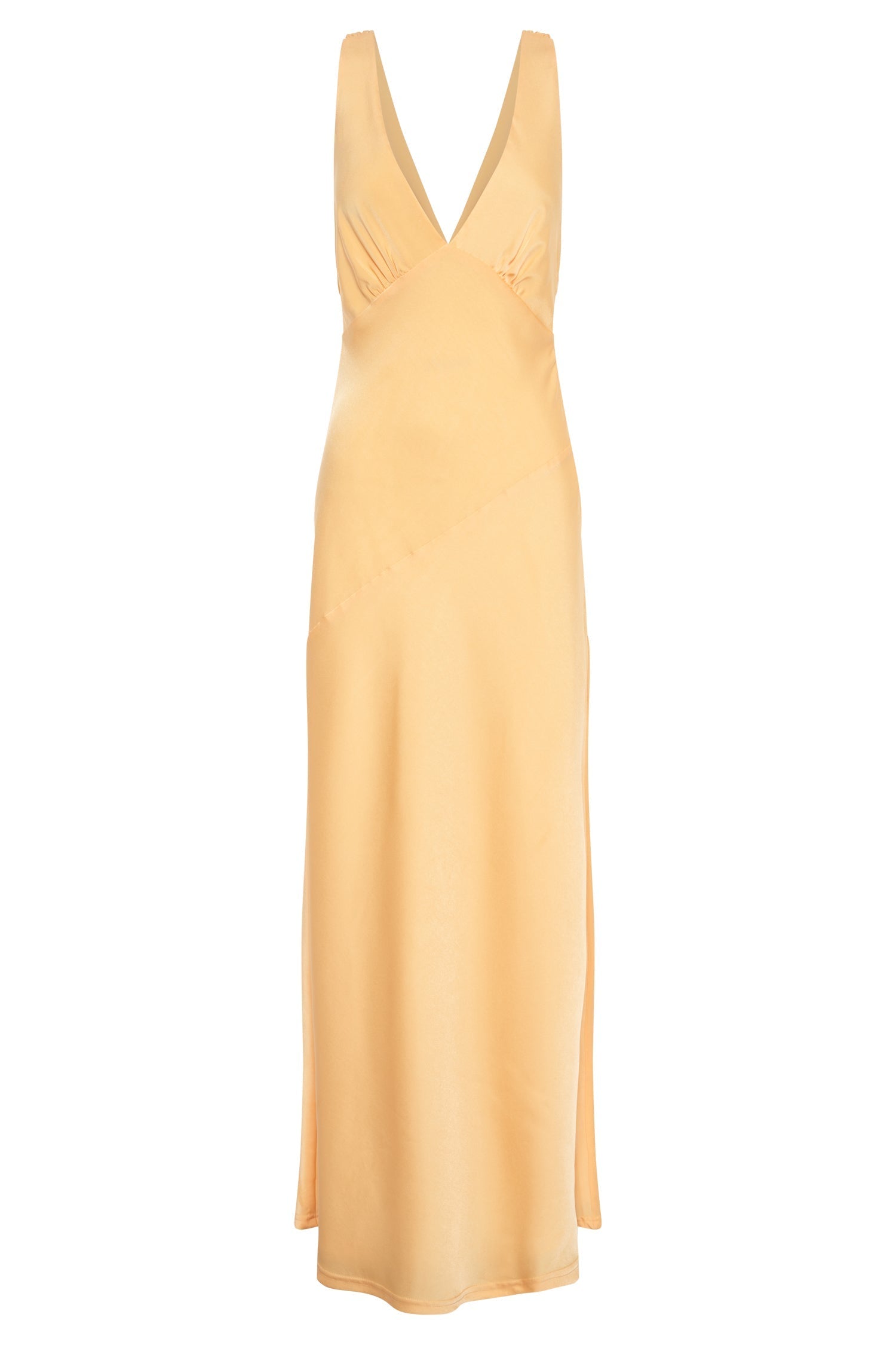 Nadia Maxi Satin Dress With Back Cowl - Lemon #12