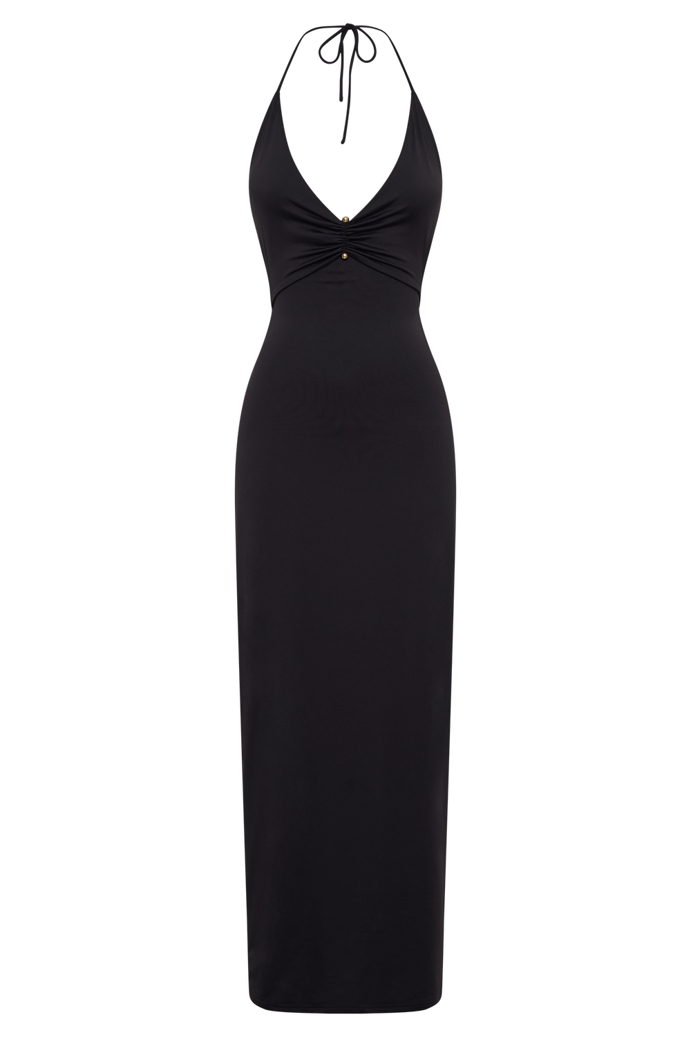 Heidi Recycled Nylon Pin Detail Midi Dress - Black