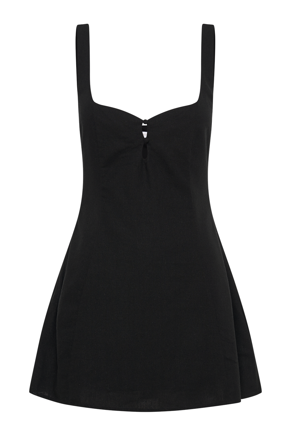 Tandie Linen Flare Mini Dress - Black