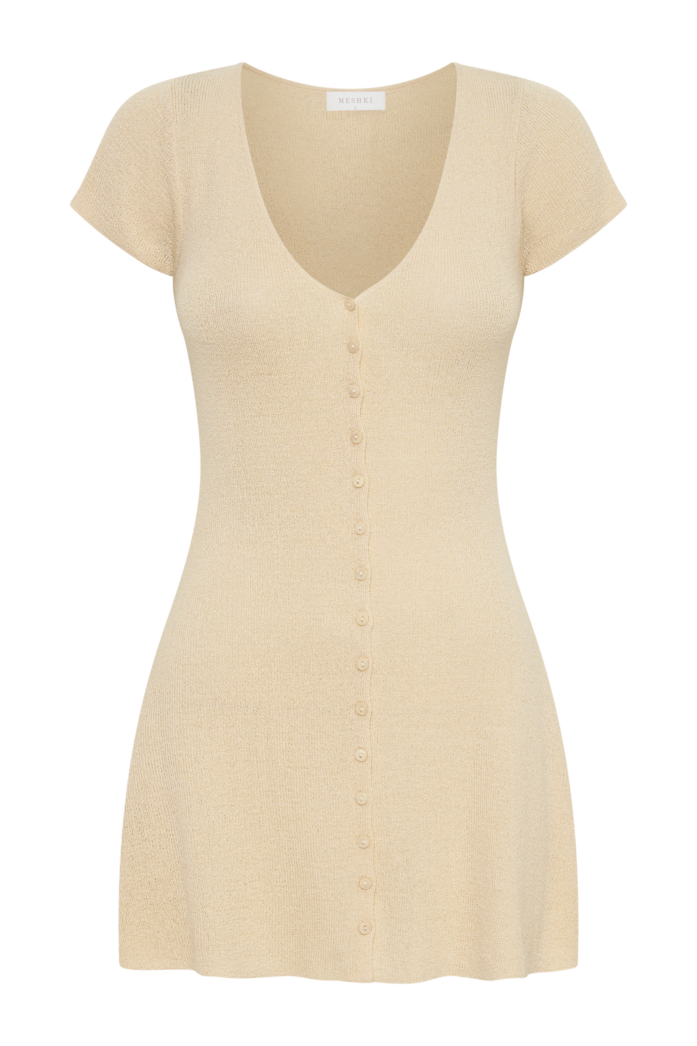 Paula Buttoned Knit Mini Dress - Wheat