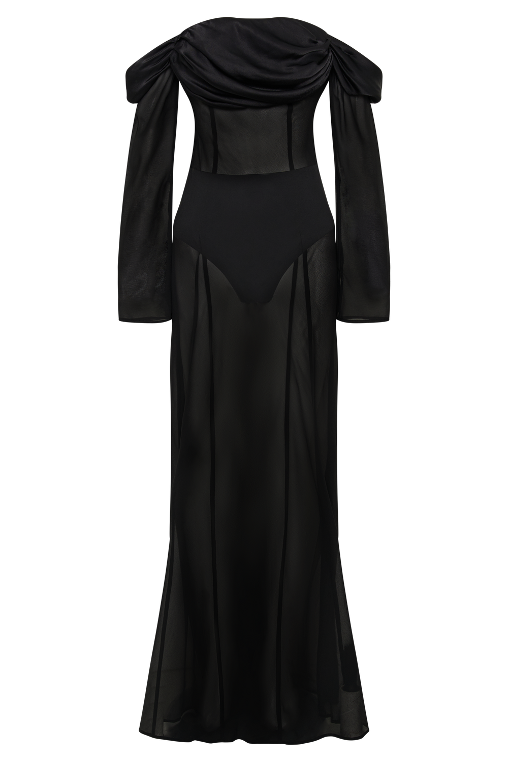 Ivanna Off Shoulder Chiffon Maxi Dress - Black