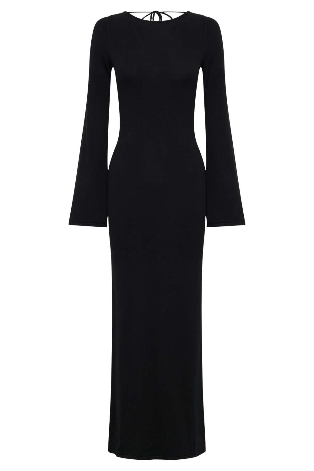Marleigh Flare Sleeve Knit Maxi Dress - Black