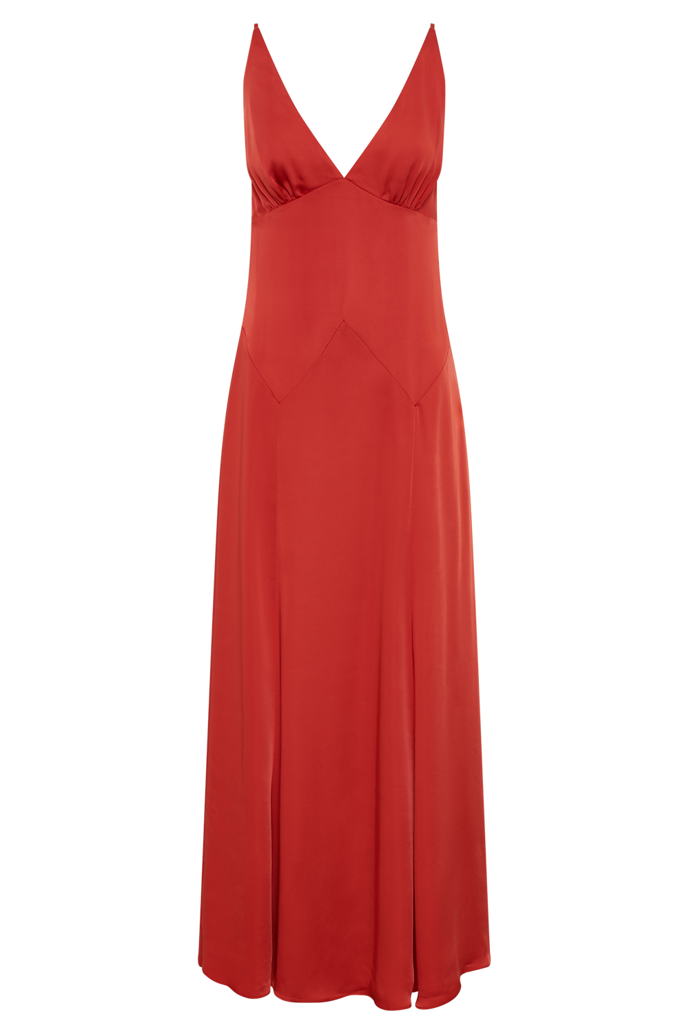 Kamala Low Back Satin Maxi Dress - Red