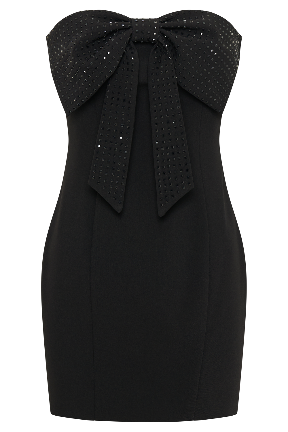 Saoirse Strapless Mini Dress With Diamante Bow - Black