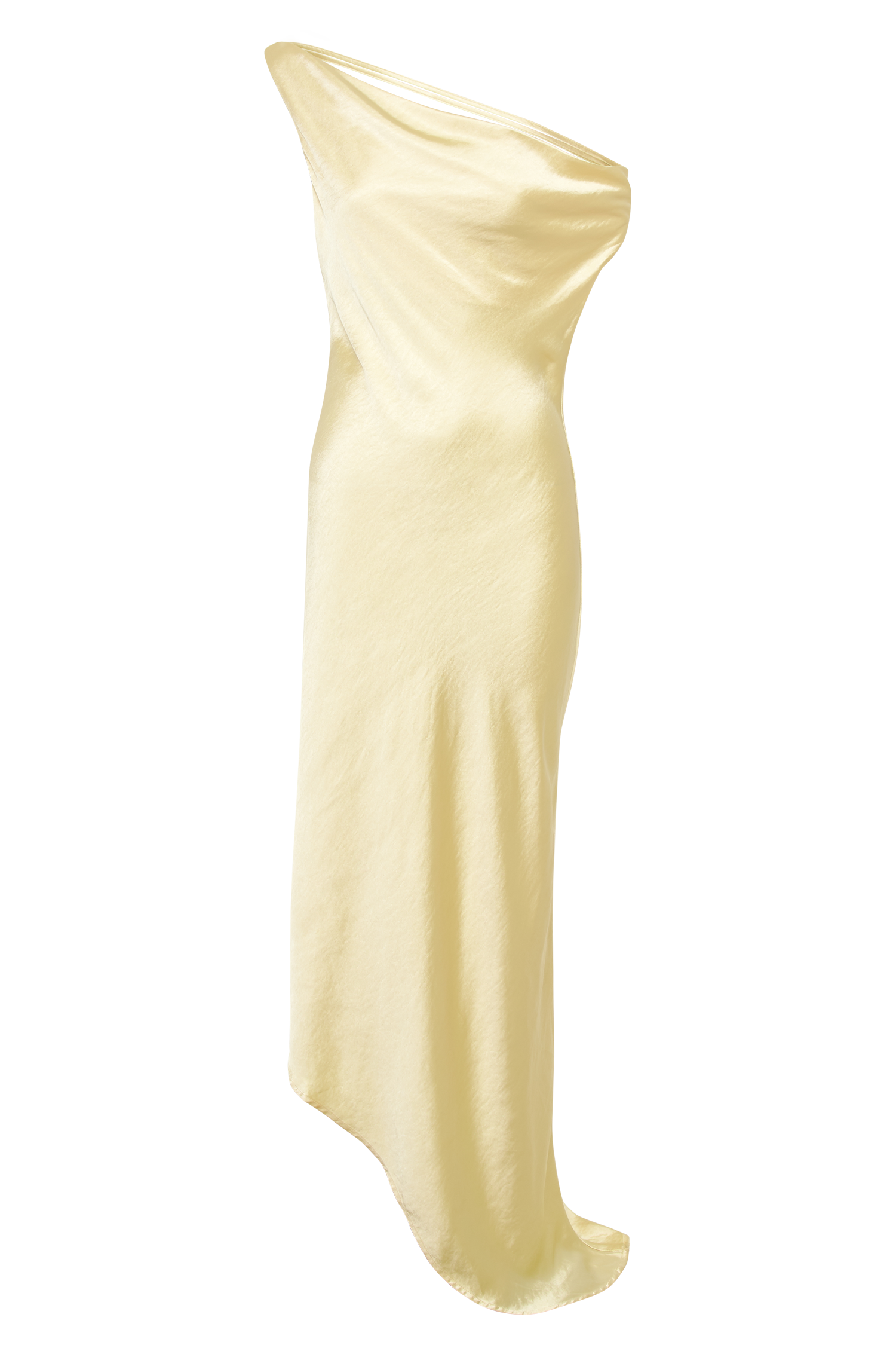 Yvette Slip Maxi Dress With Asymmetrical Hem - Butter #9