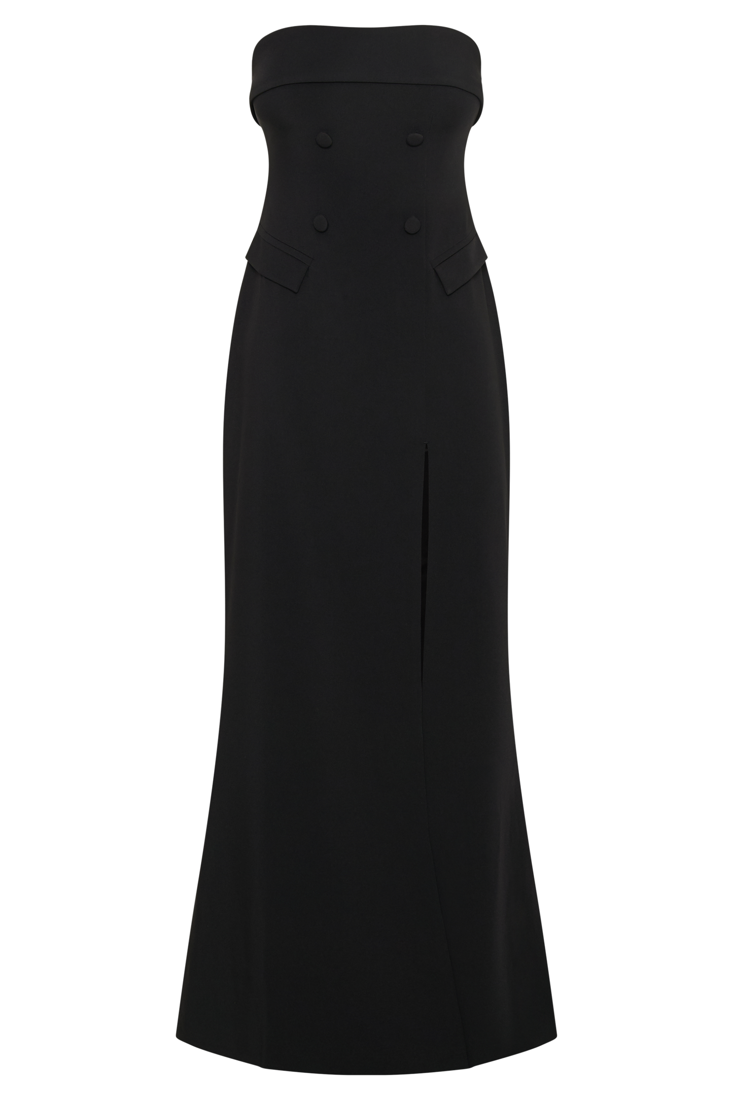 Abbie Strapless Suiting Maxi Dress - Black