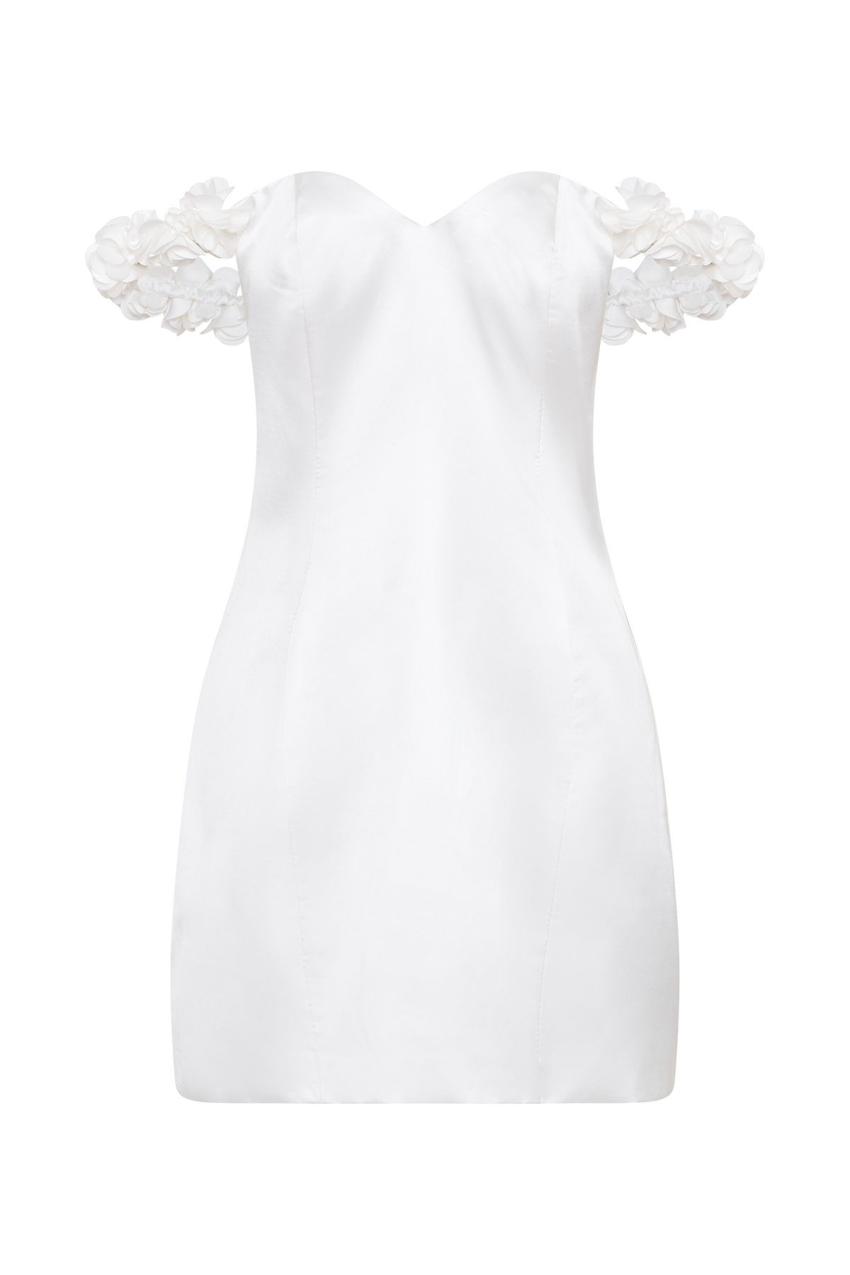 Karrie Satin Rose Mini Dress - White