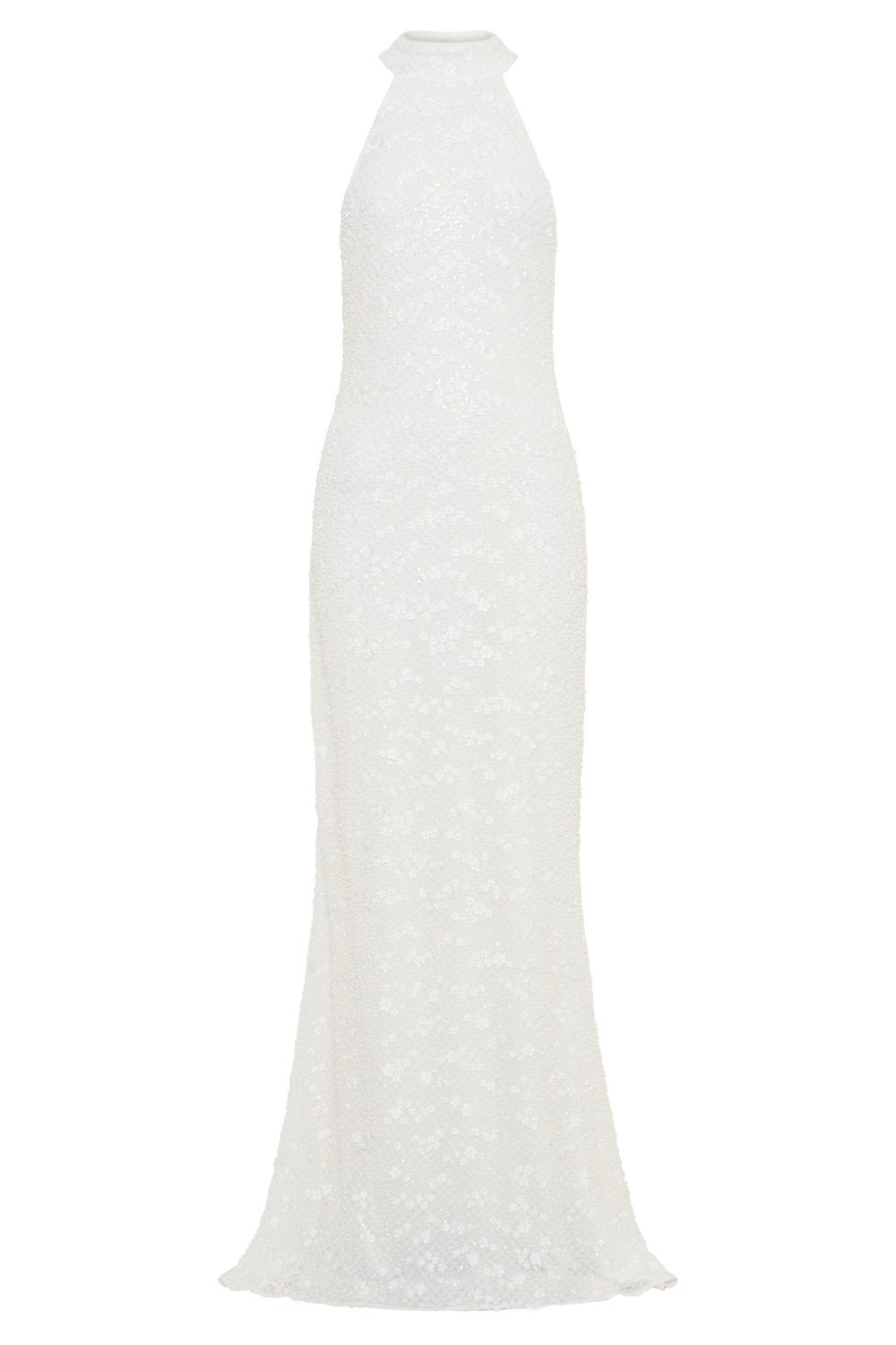 Emery Lace Halter Maxi Dress - White