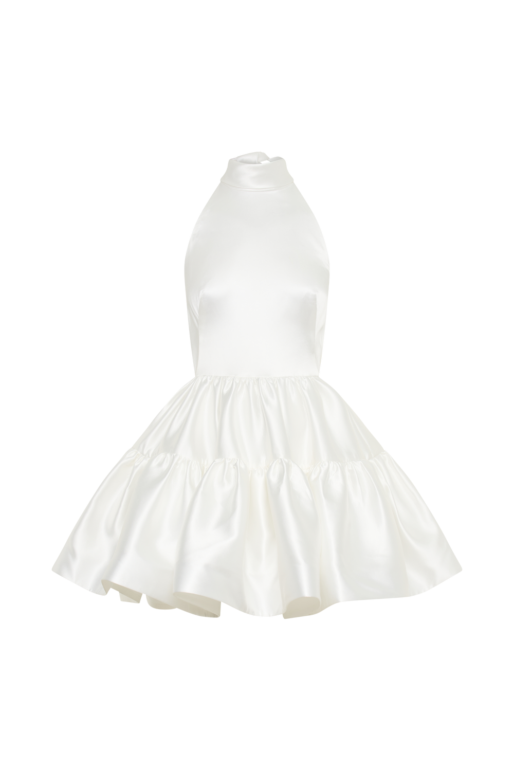 Dorota Satin Halter Mini Dress - White