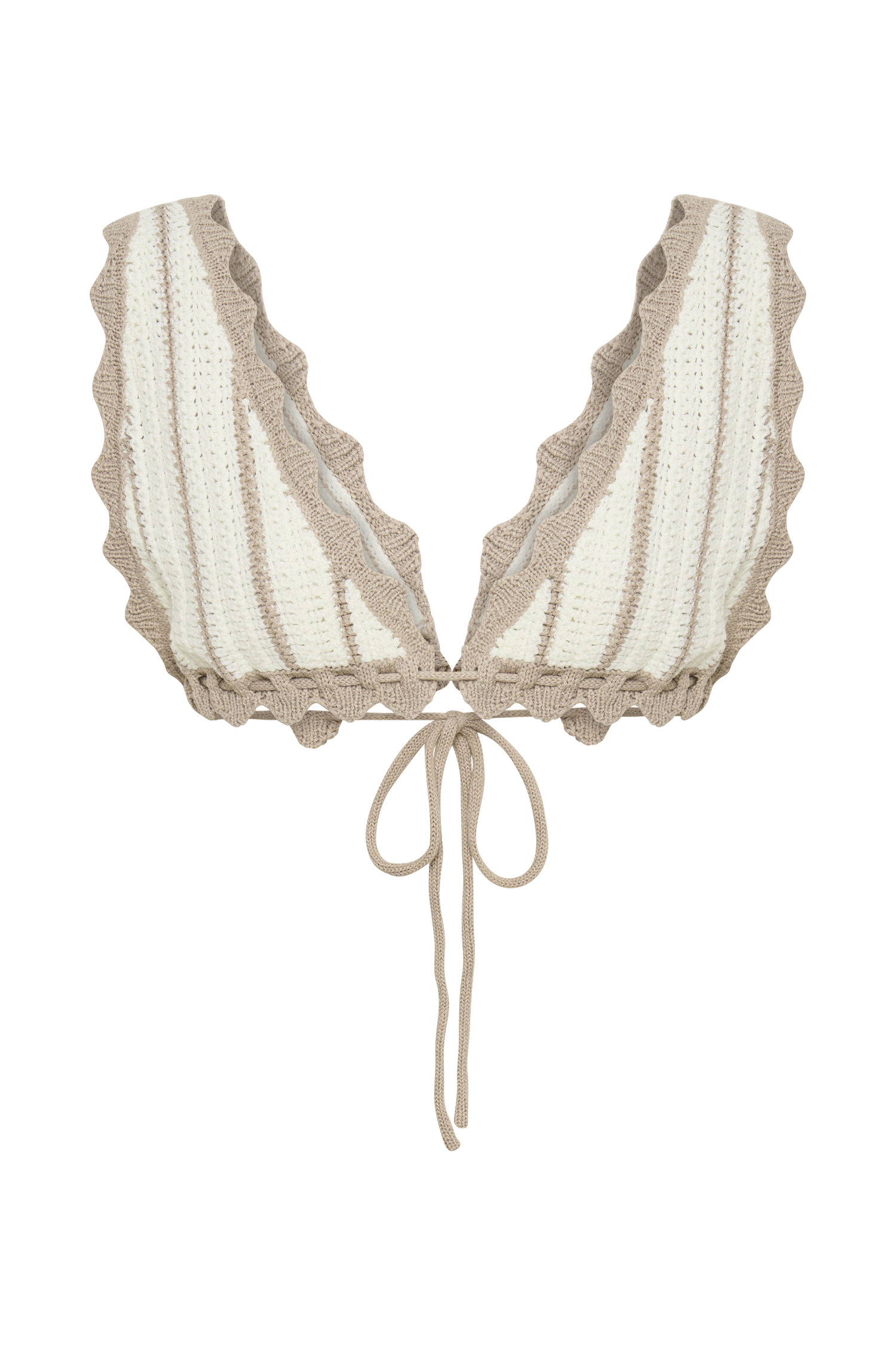 Jadia Contrast Crochet Bralette - Taupe/White #8
