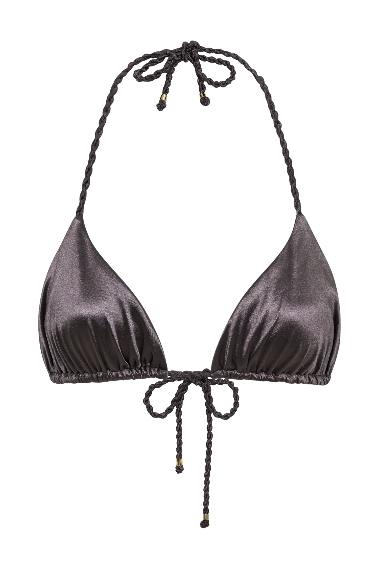 Sachi Triangle Bikini Top With Braided Ties - Gunmetal #10