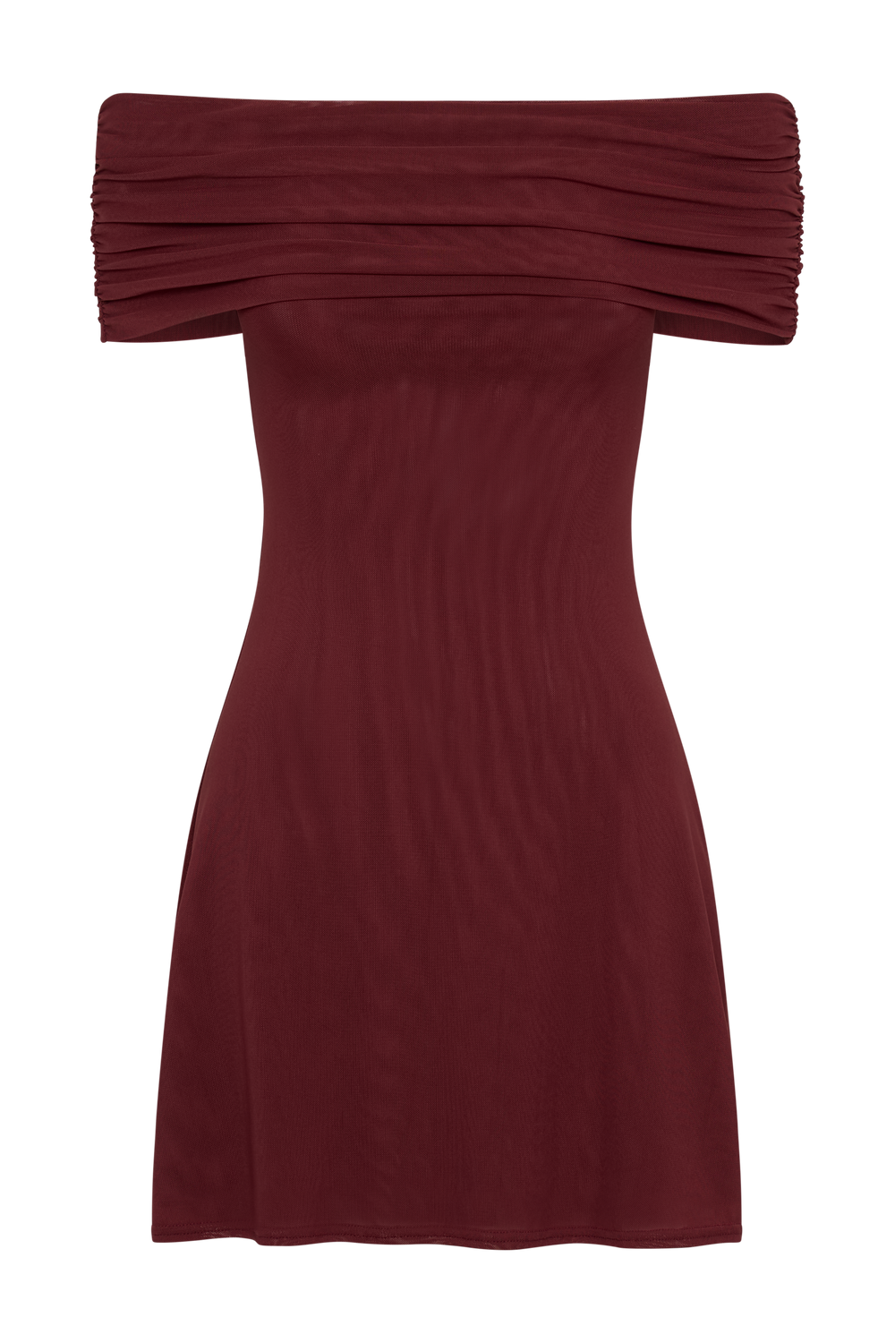 Josie Off Shoulder Mesh Mini Dress - Wine